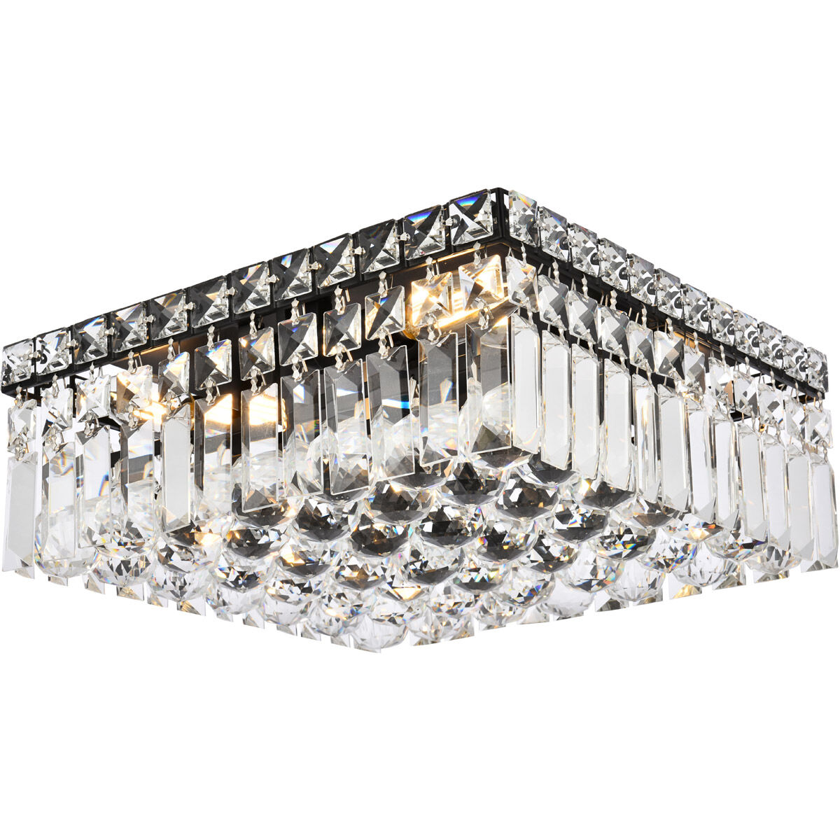 Square crystal flush ceiling light on sale