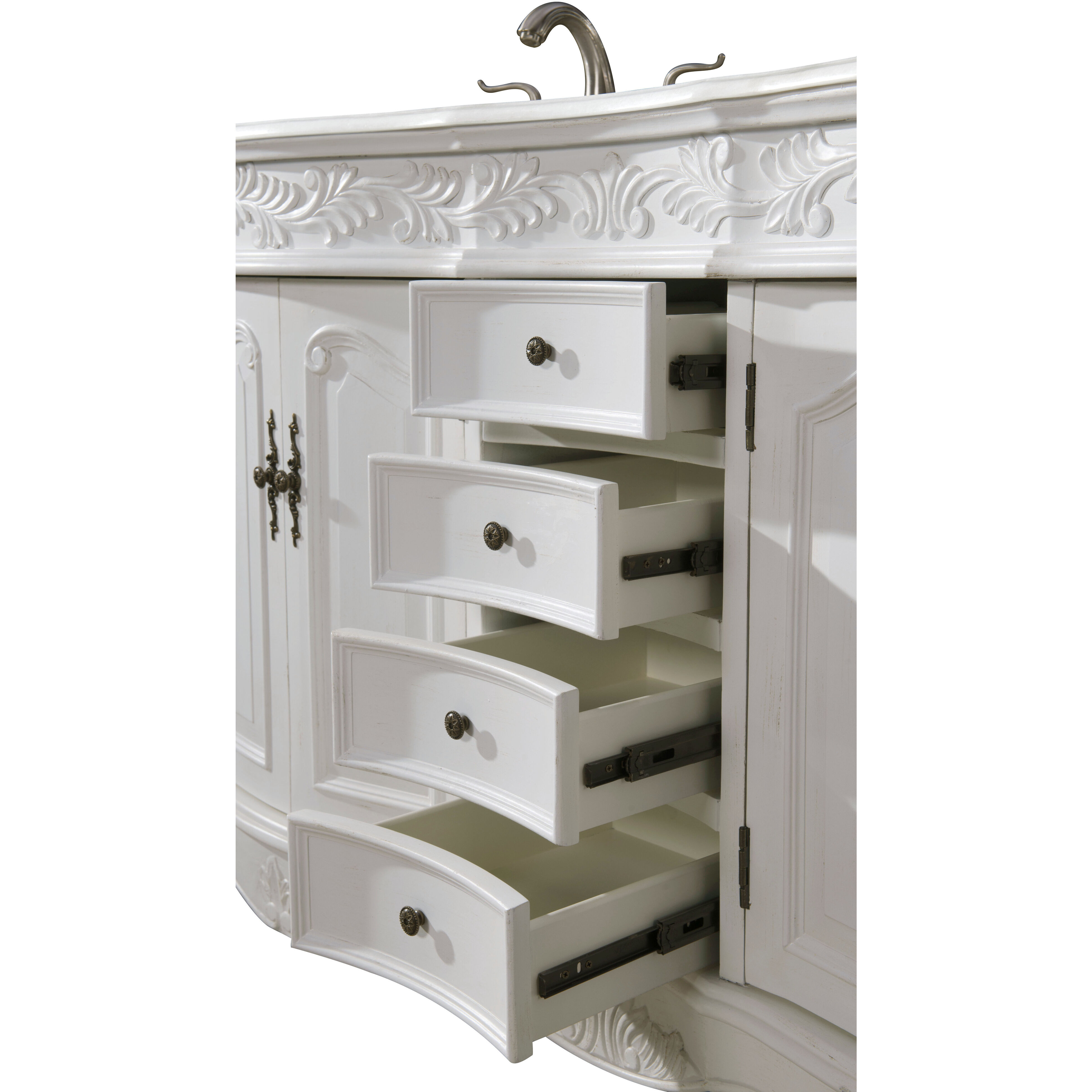 Windsor 60 X 22 X 36 inch Antique White Vanity Sink Set