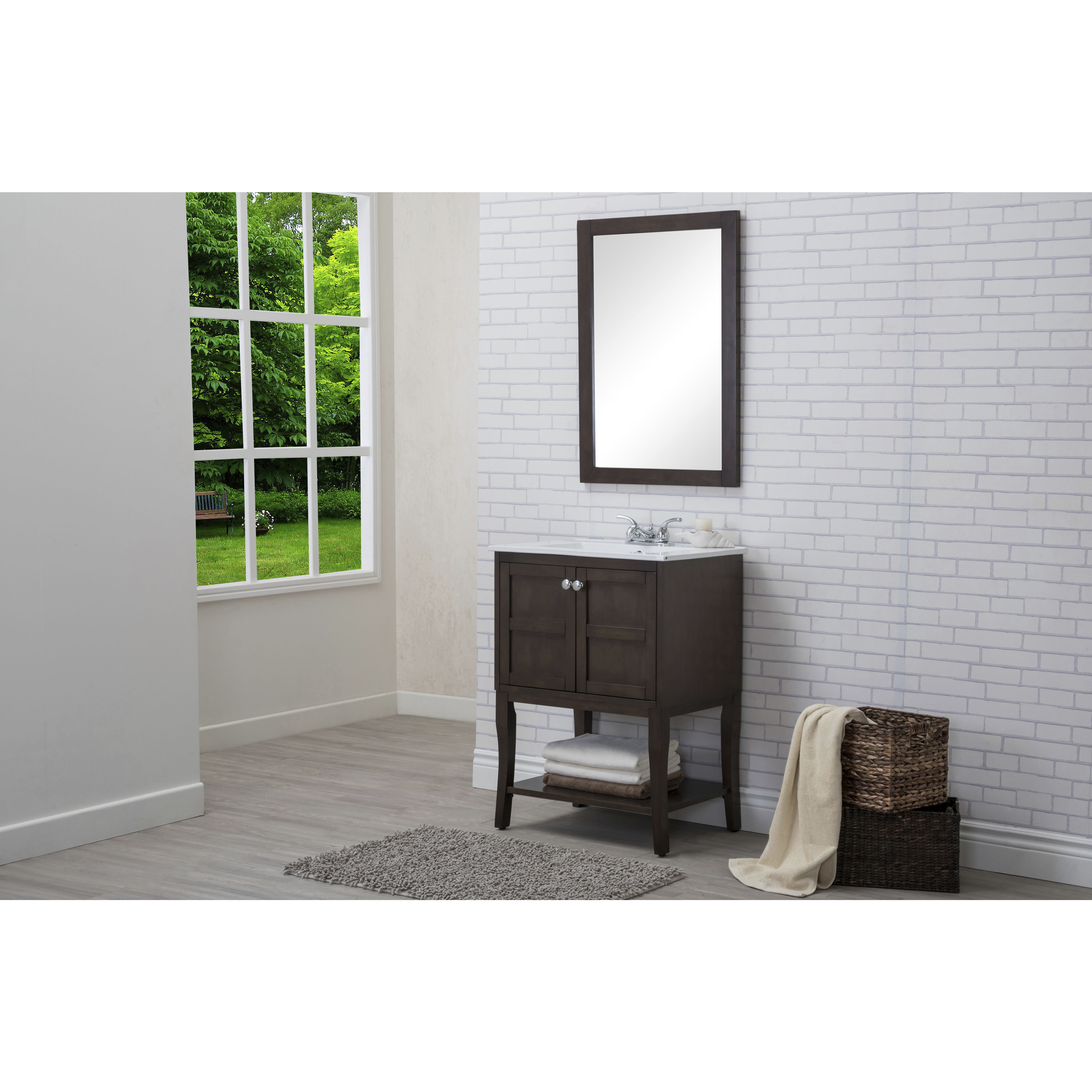 Mason 24 X 33 inch Antique Coffee and Chrome Vanity Set