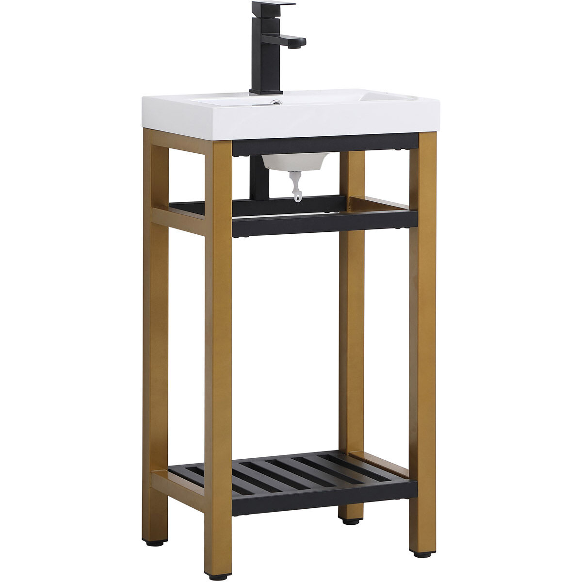 Raya 18 X 14 X 34 inch Gold and Black with White Vanity Sink Set