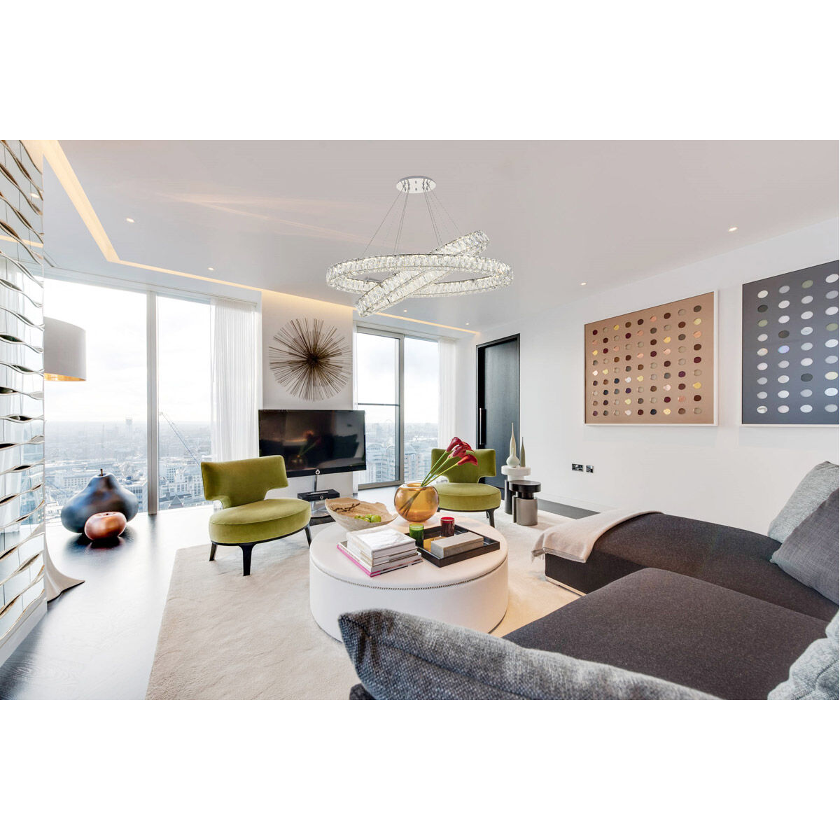 Monroe LED 41 inch Chrome Chandelier Ceiling Light