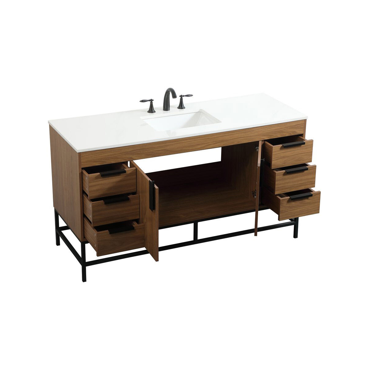 Eugene 60 X 22 X 33.5 inch Walnut Brown Vanity Sink Set