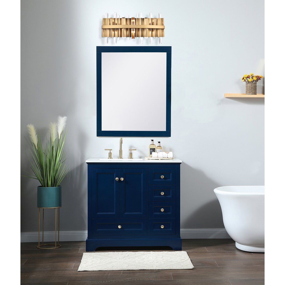 Serena 6 Light 24 inch Satin Gold Bath Sconce Wall Light