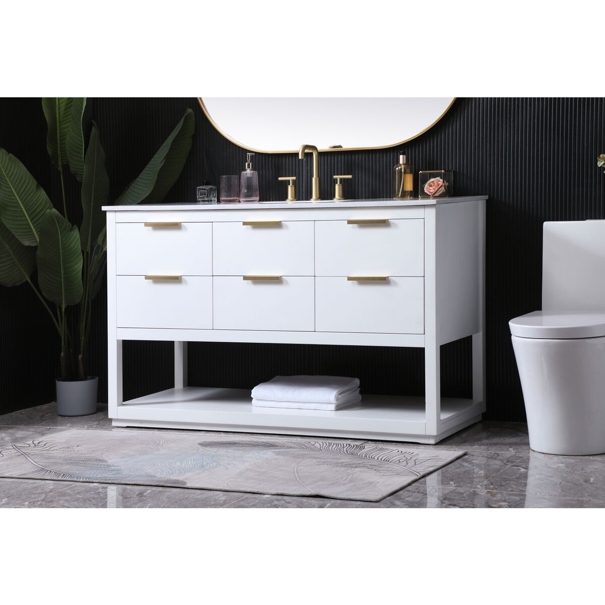 Larkin 54 X 22 X 34 inch White Vanity Sink Set