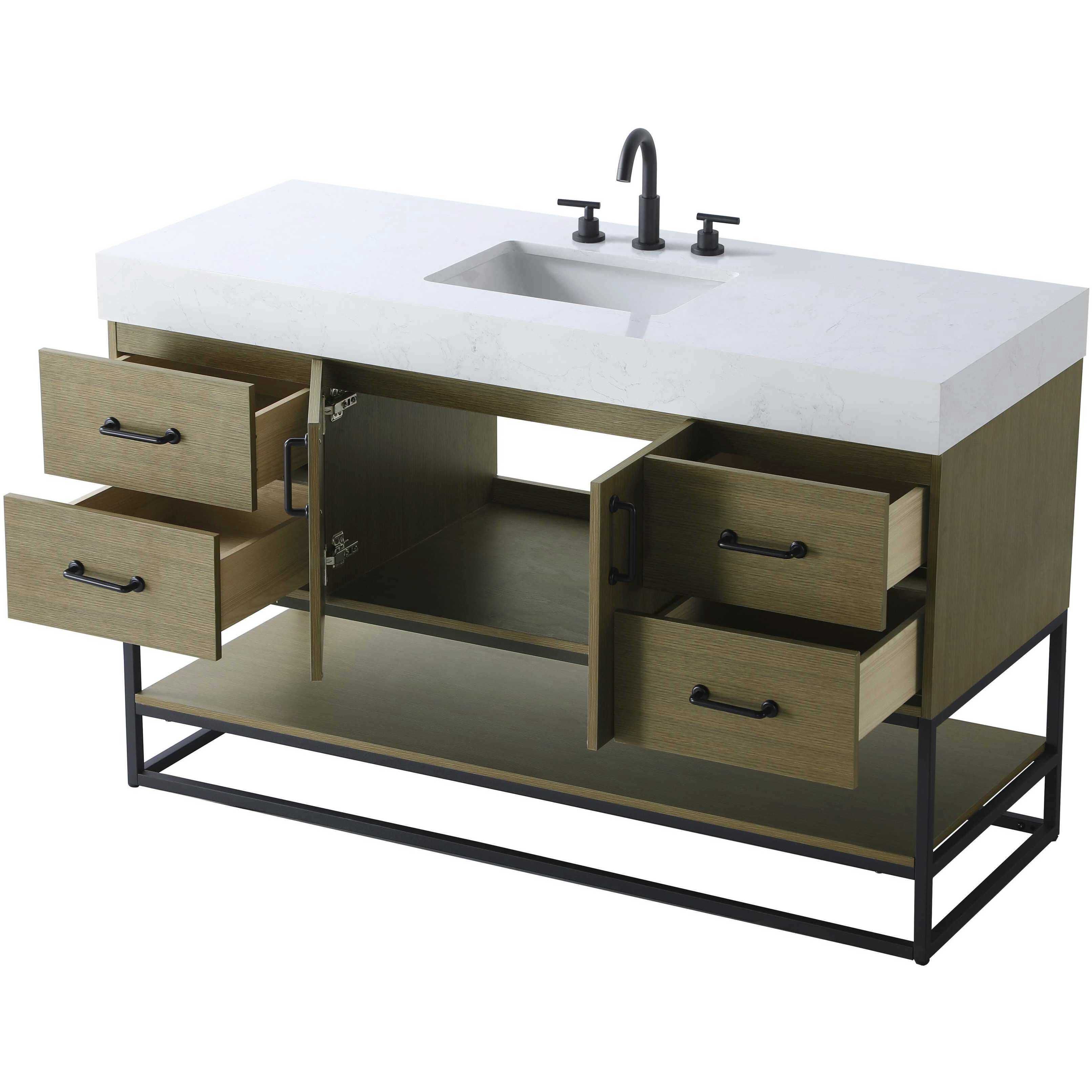 Caroline 54 X 34 inch Chestnut Brown Bathroom Vanity Cabinet