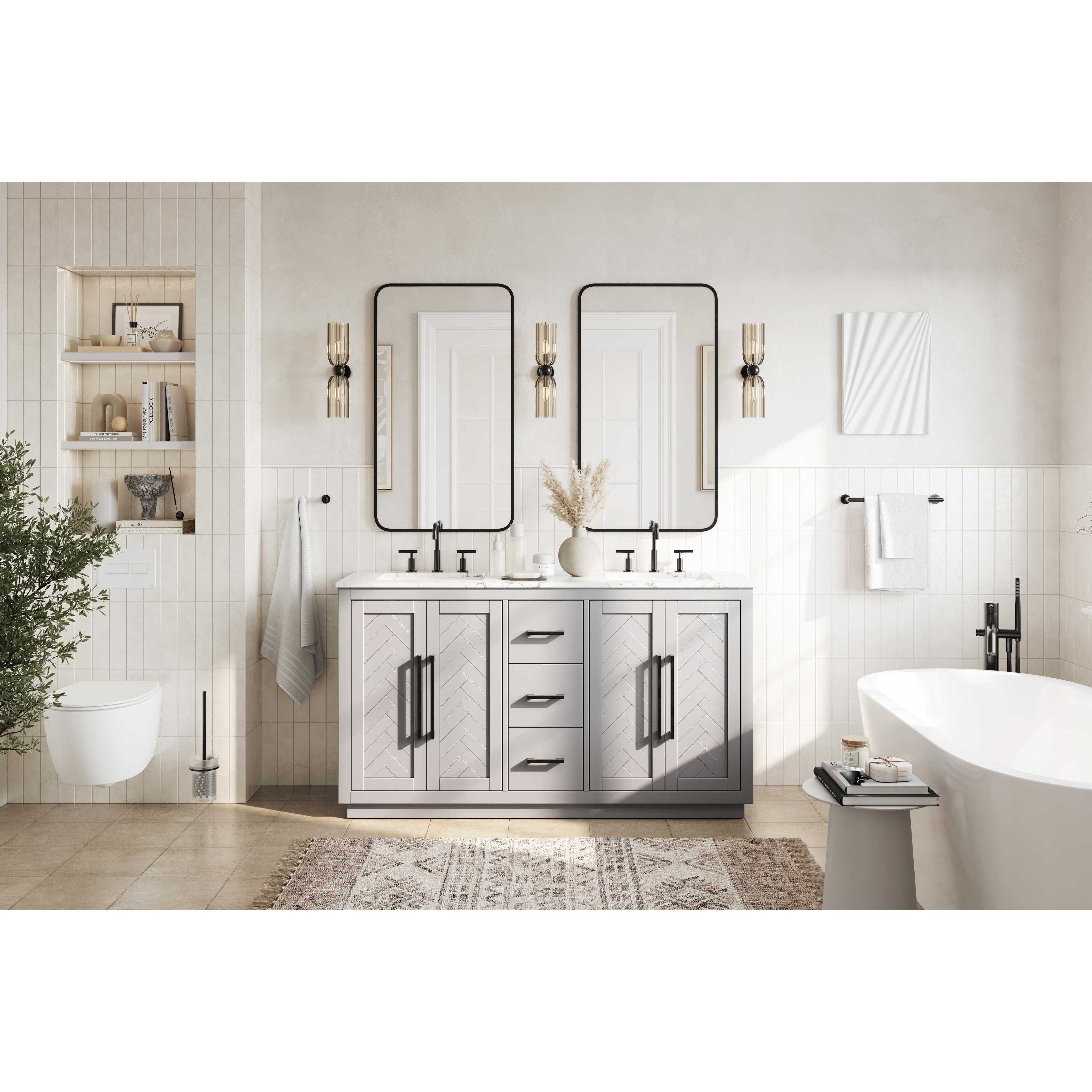 Chase 60 X 34 inch Grey Bathroom Vanity Cabinet