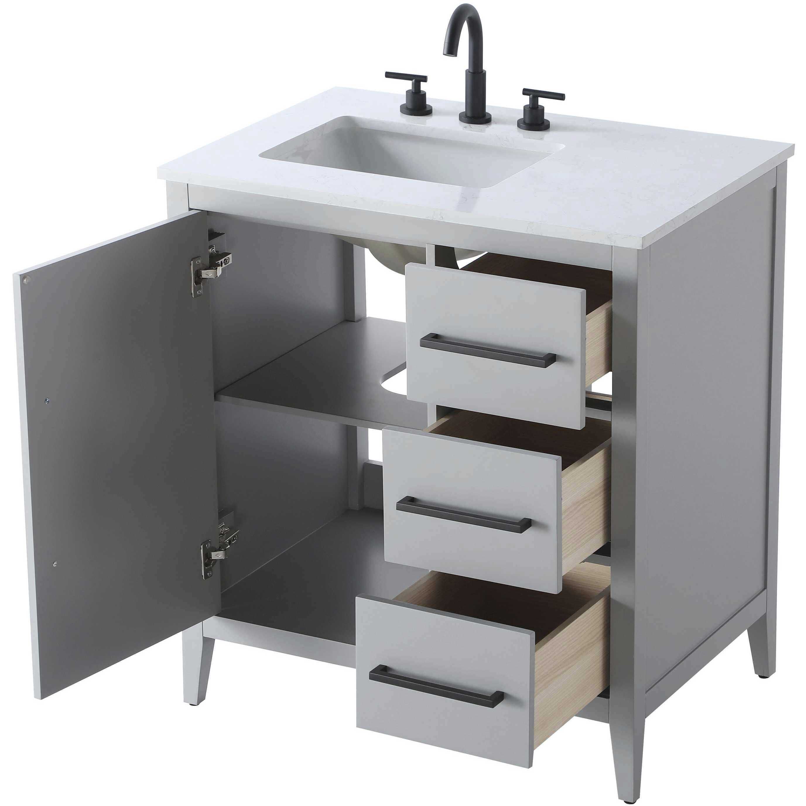 Millie 32 X 35 inch Grey Bathroom Vanity Cabinet