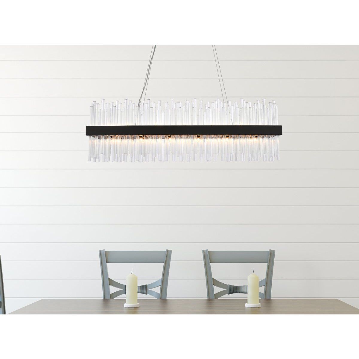 Dallas 24 Light 42 inch Black Linear Chandelier Ceiling Light