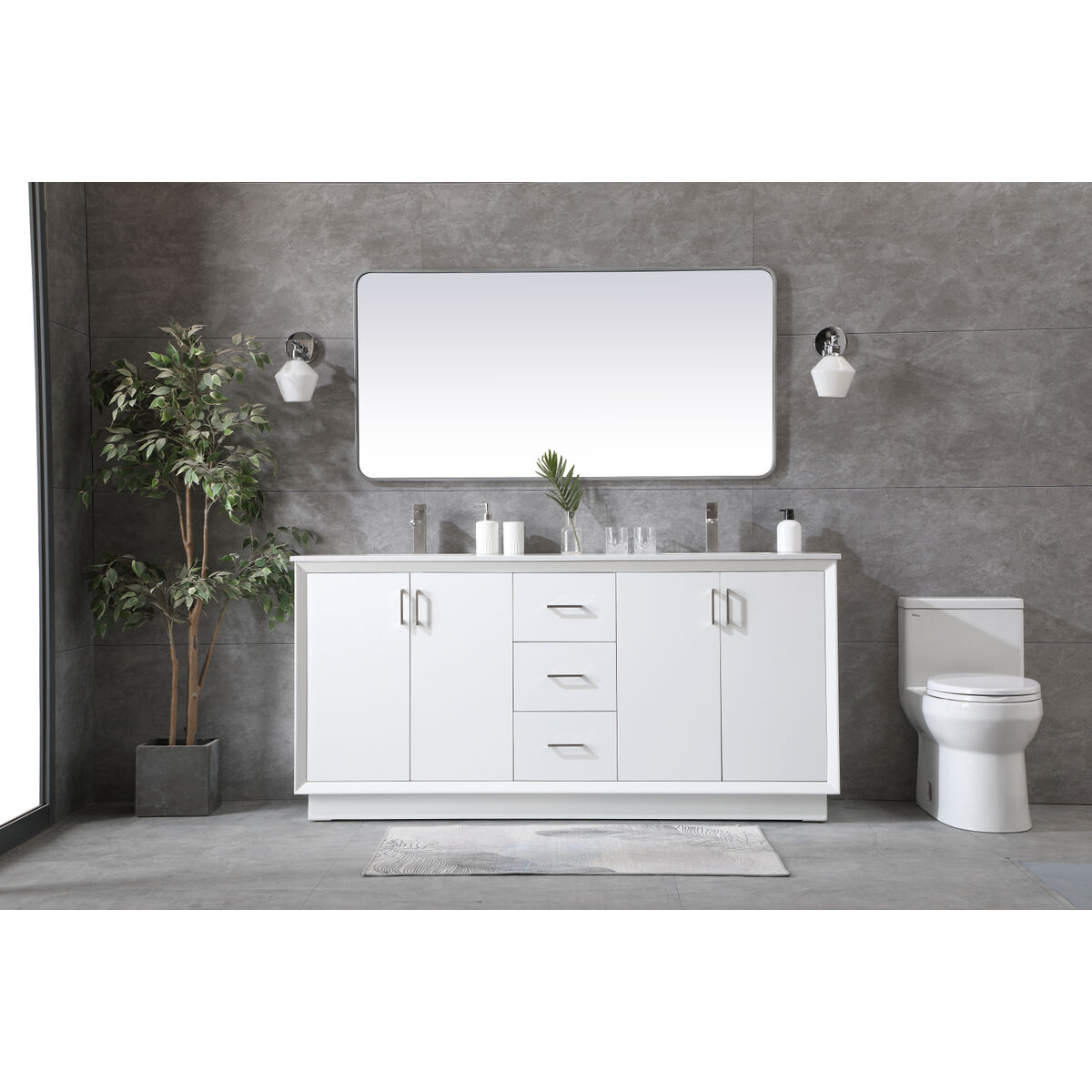 Hayes 72 X 22 X 35 inch White Vanity Sink Set