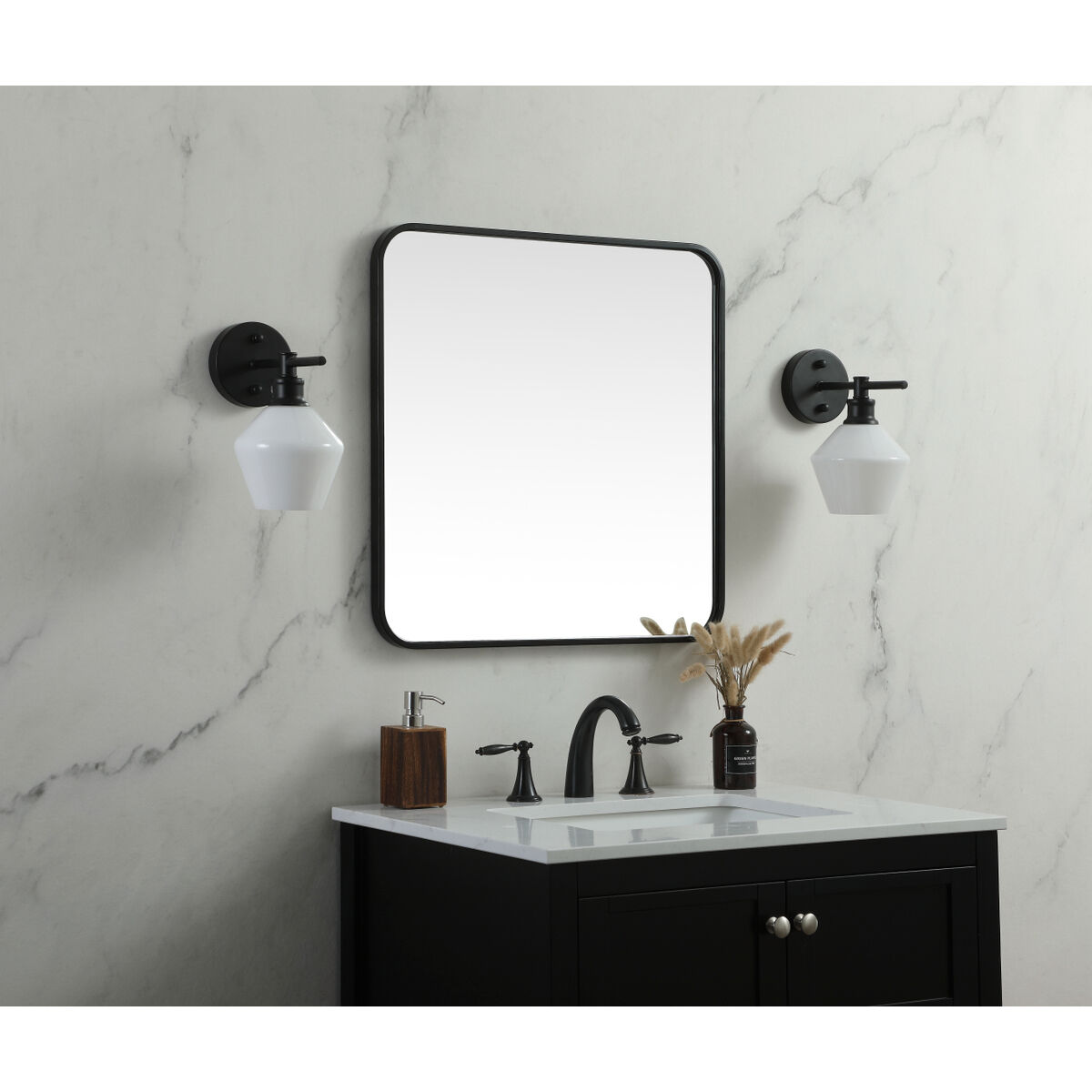 Evermore 24 X 24 inch Black Vanity Mirror