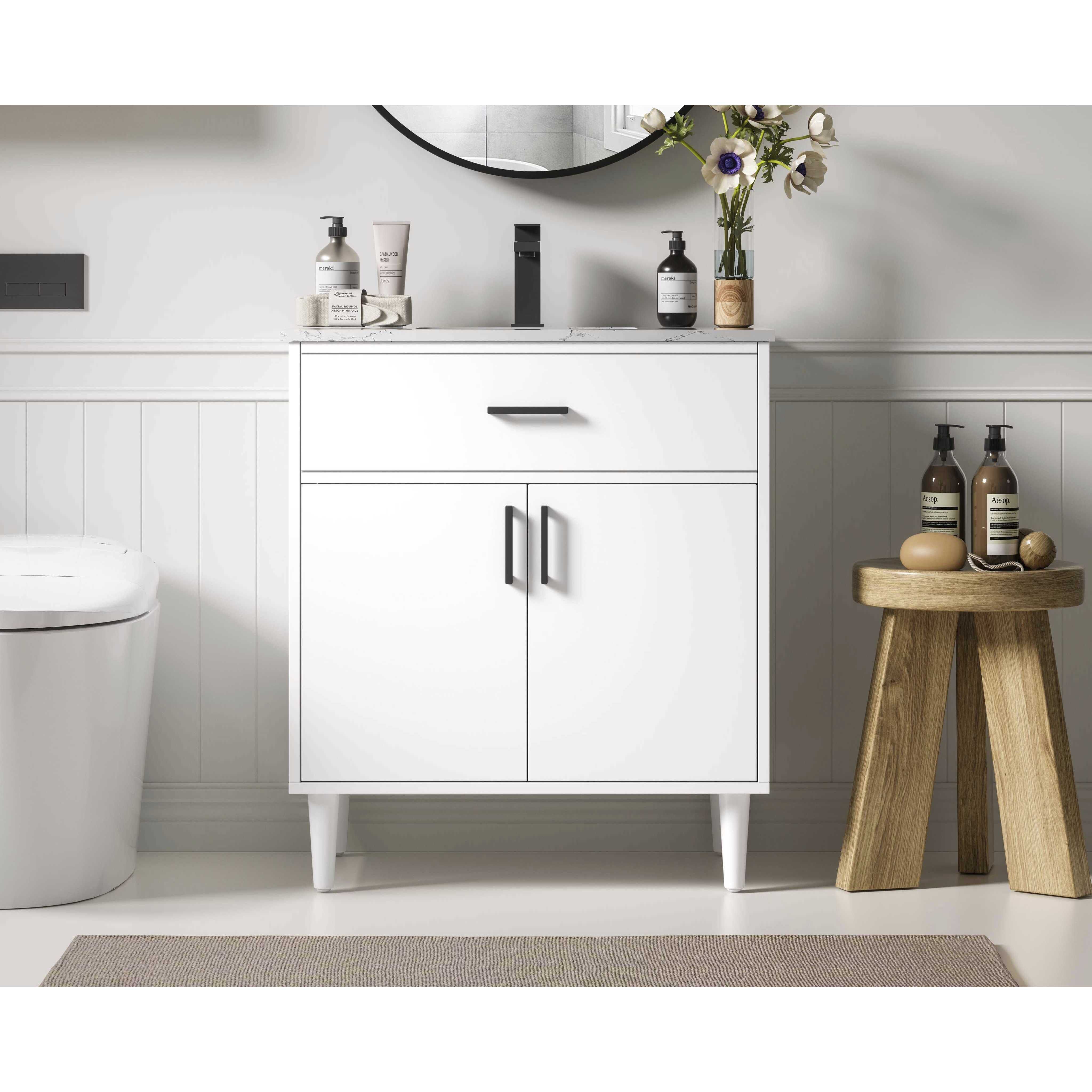 Chandler 30 X 34 inch White Bathroom Vanity Cabinet