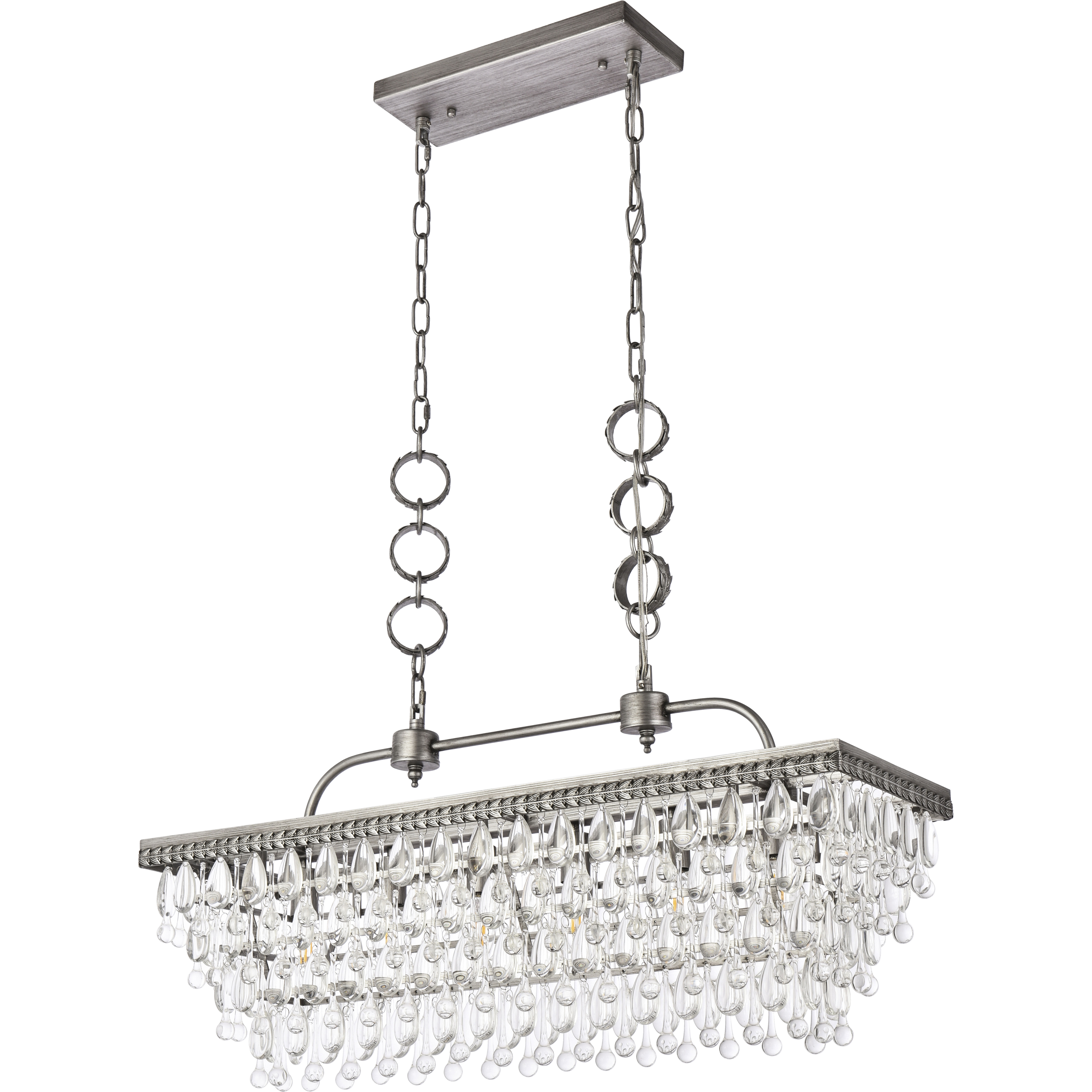 Nordic 6 Light 32 inch Antique Silver Linear Pendant Ceiling Light