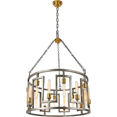 Fontana 16 Light 32 inch Vintage Nickel and Electroplated Brass Chandelier Ceiling Light, Urban Classic