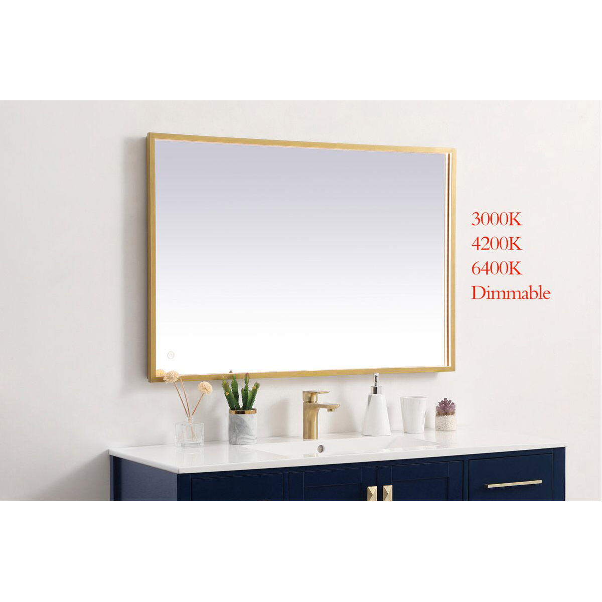 Pier 30 X 27 inch Brass LED Mirror