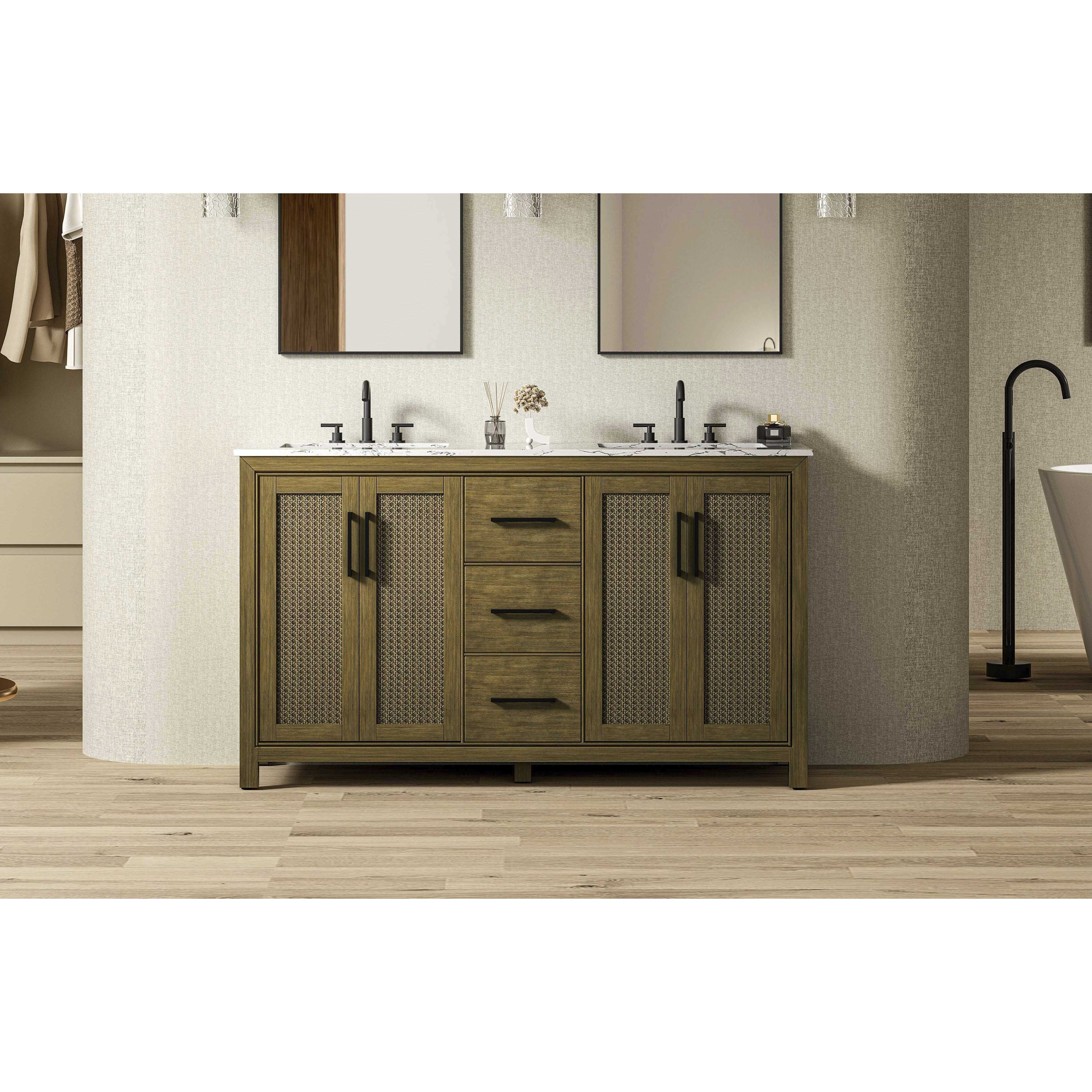Alina 60 X 34 inch Hazel Oak Bathroom Vanity Cabinet