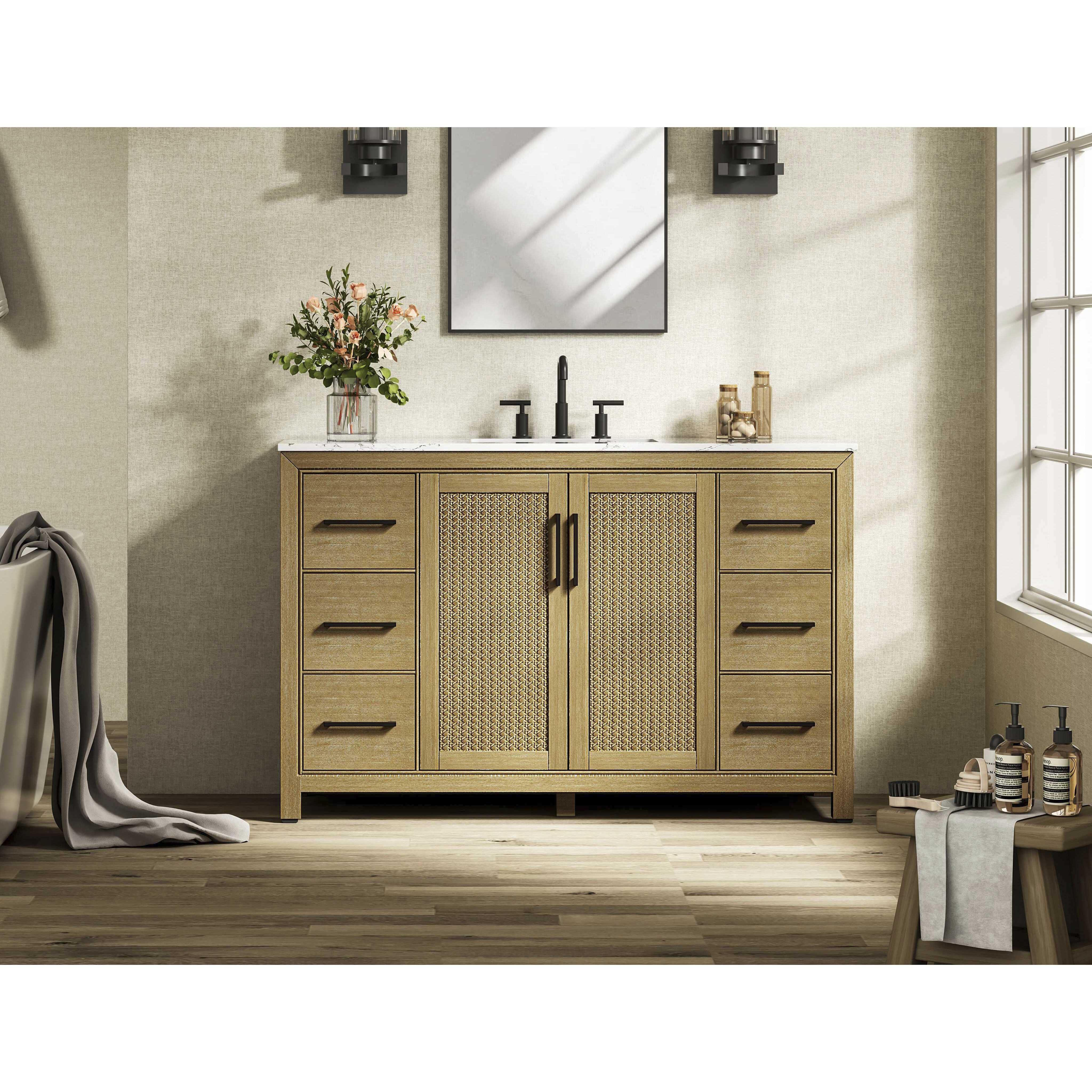 Alina 54 X 34 inch Linen Oak Bathroom Vanity Cabinet