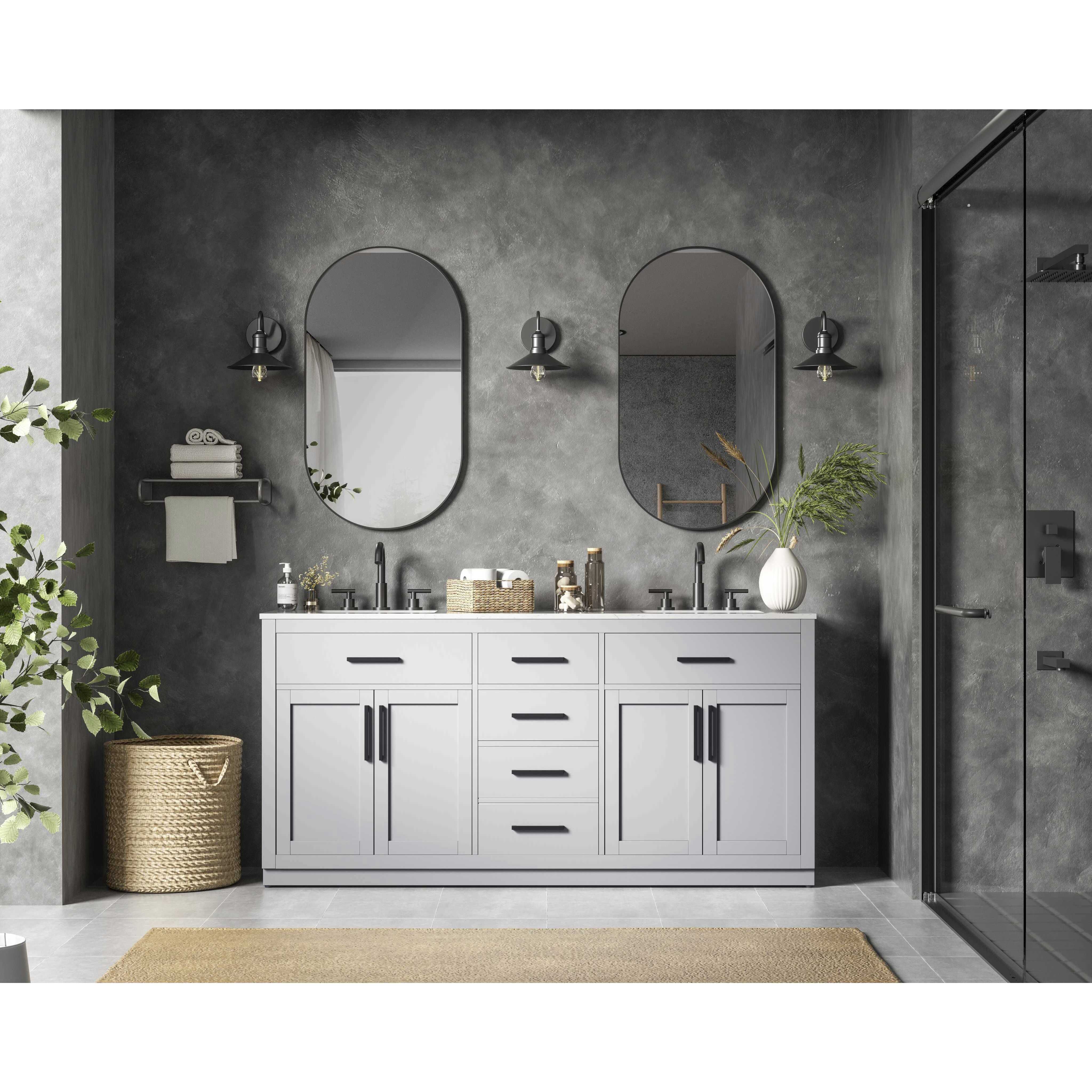 Alden 72 X 35 inch Grey Bathroom Vanity Cabinet