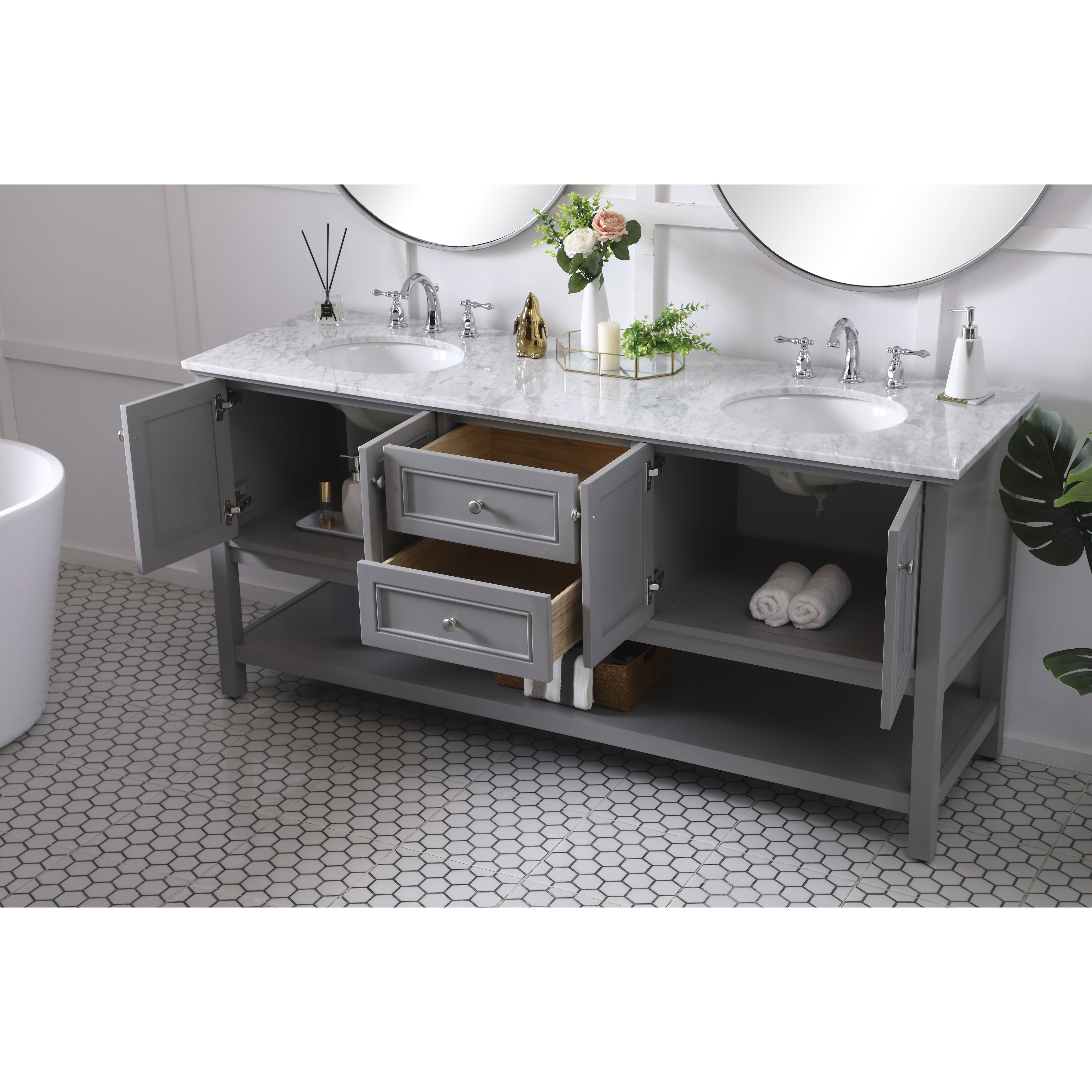 Metropolis 72 X 22 X 34 inch Grey Vanity Sink Set