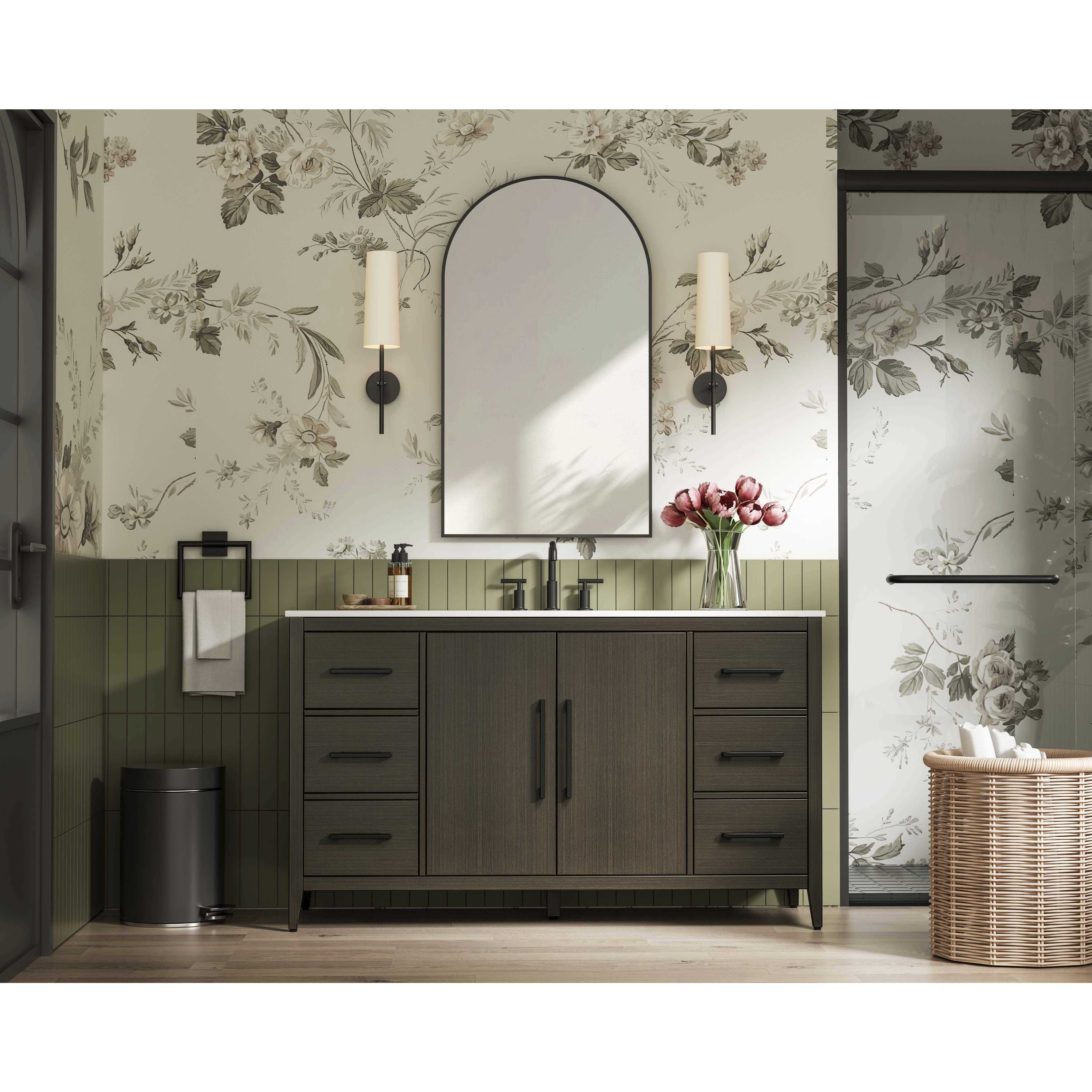 Millie 60 X 35 inch Mocha Brown Bathroom Vanity Cabinet