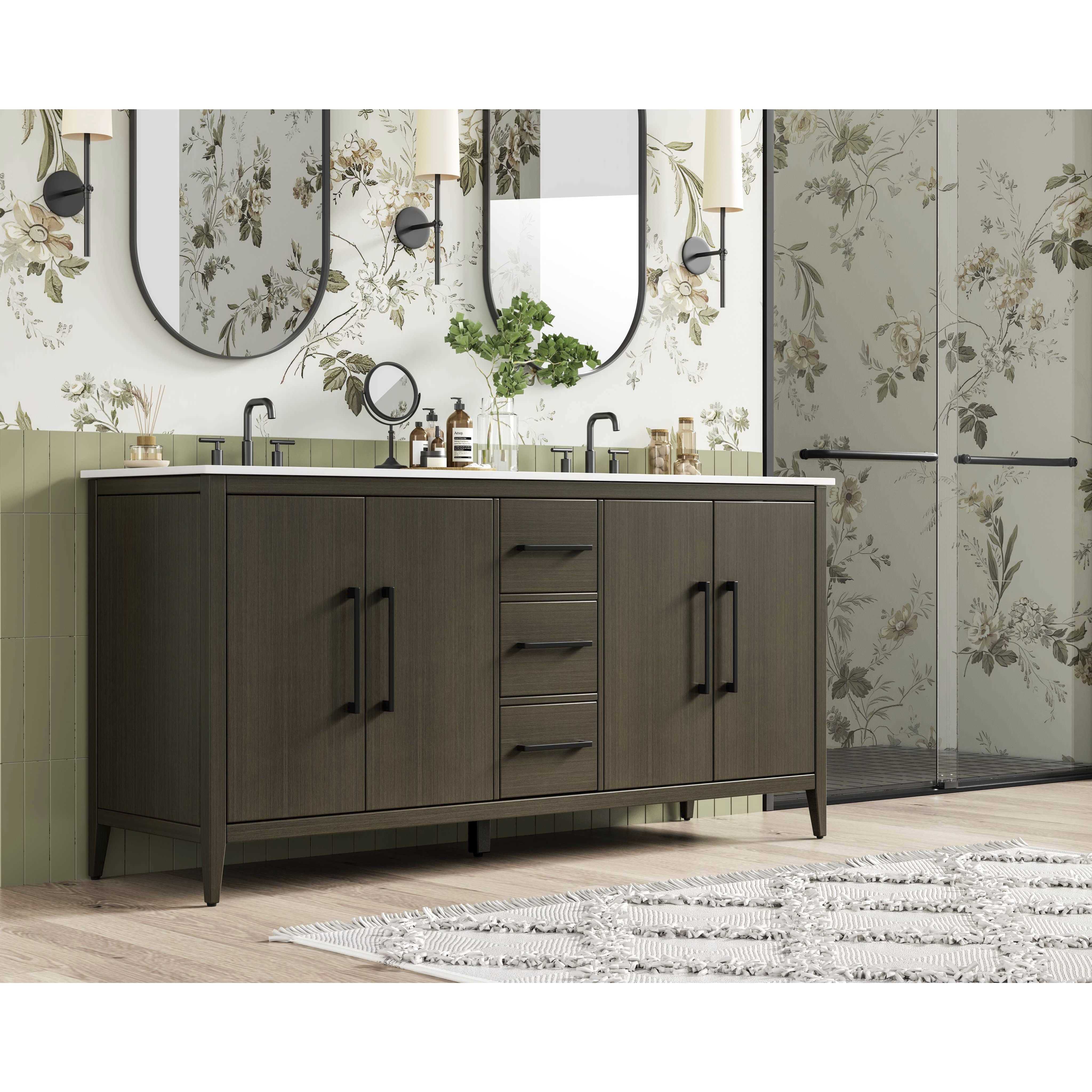 Millie 72 X 35 inch Mocha Brown Bathroom Vanity Cabinet
