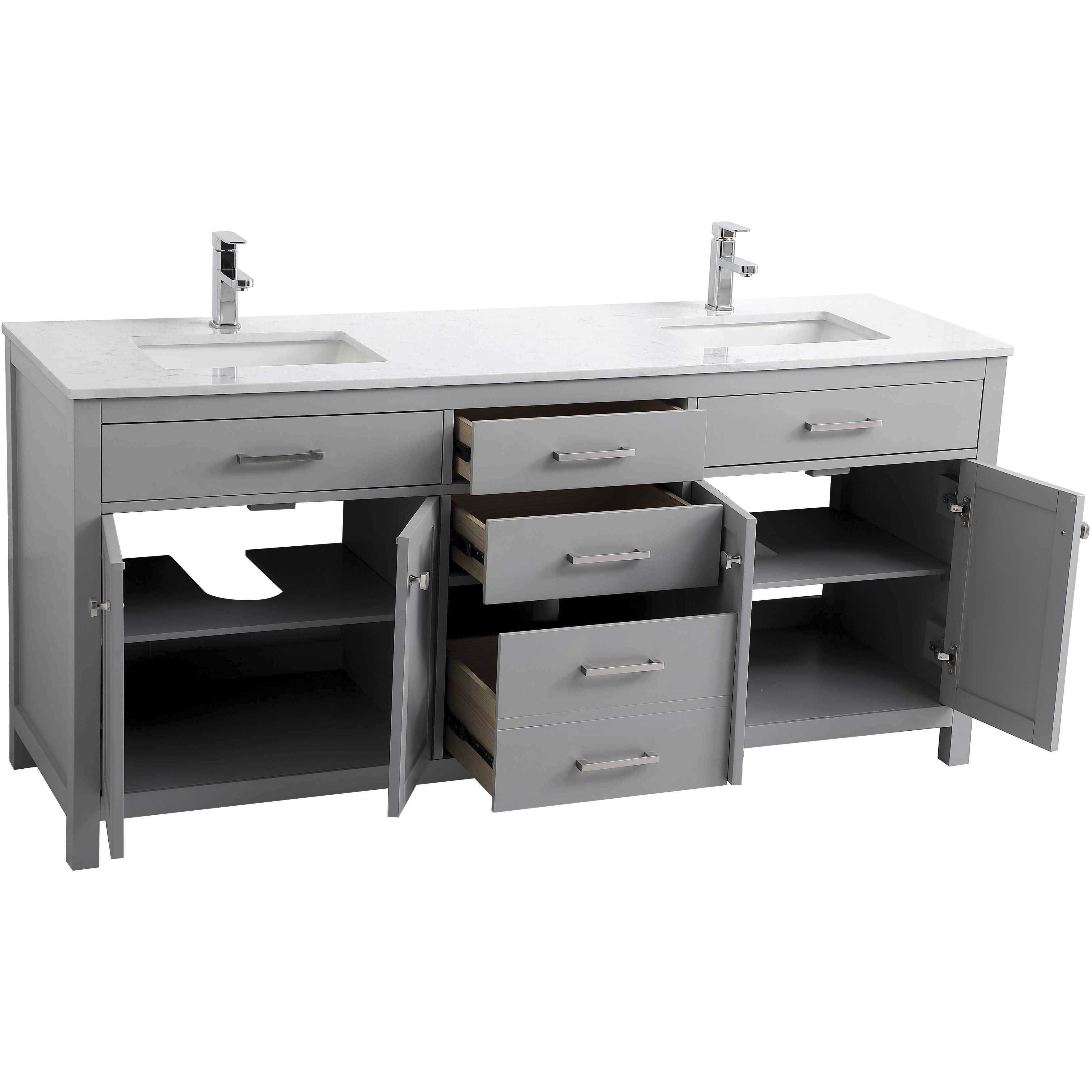 Lewis 72 X 22 X 34 inch Grey Vanity Sink Set