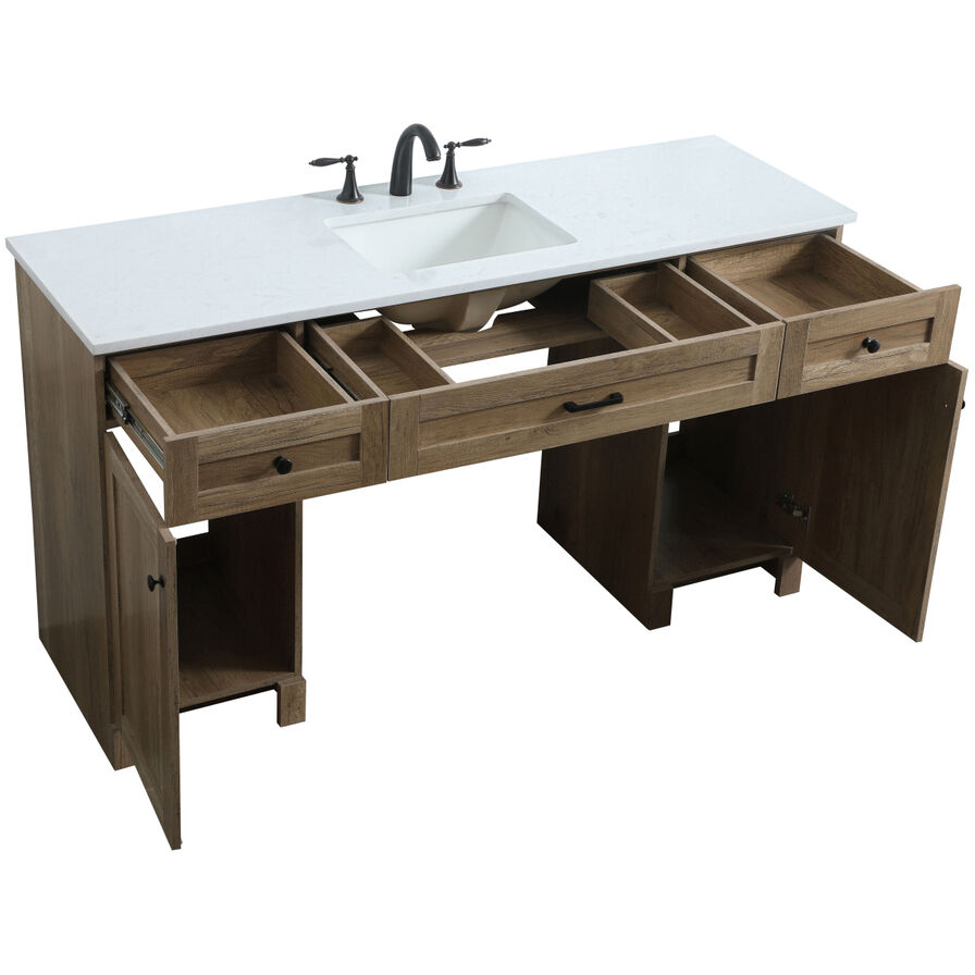 Cooper 60 X 19 X 34 inch Natural Oak Vanity Sink Set