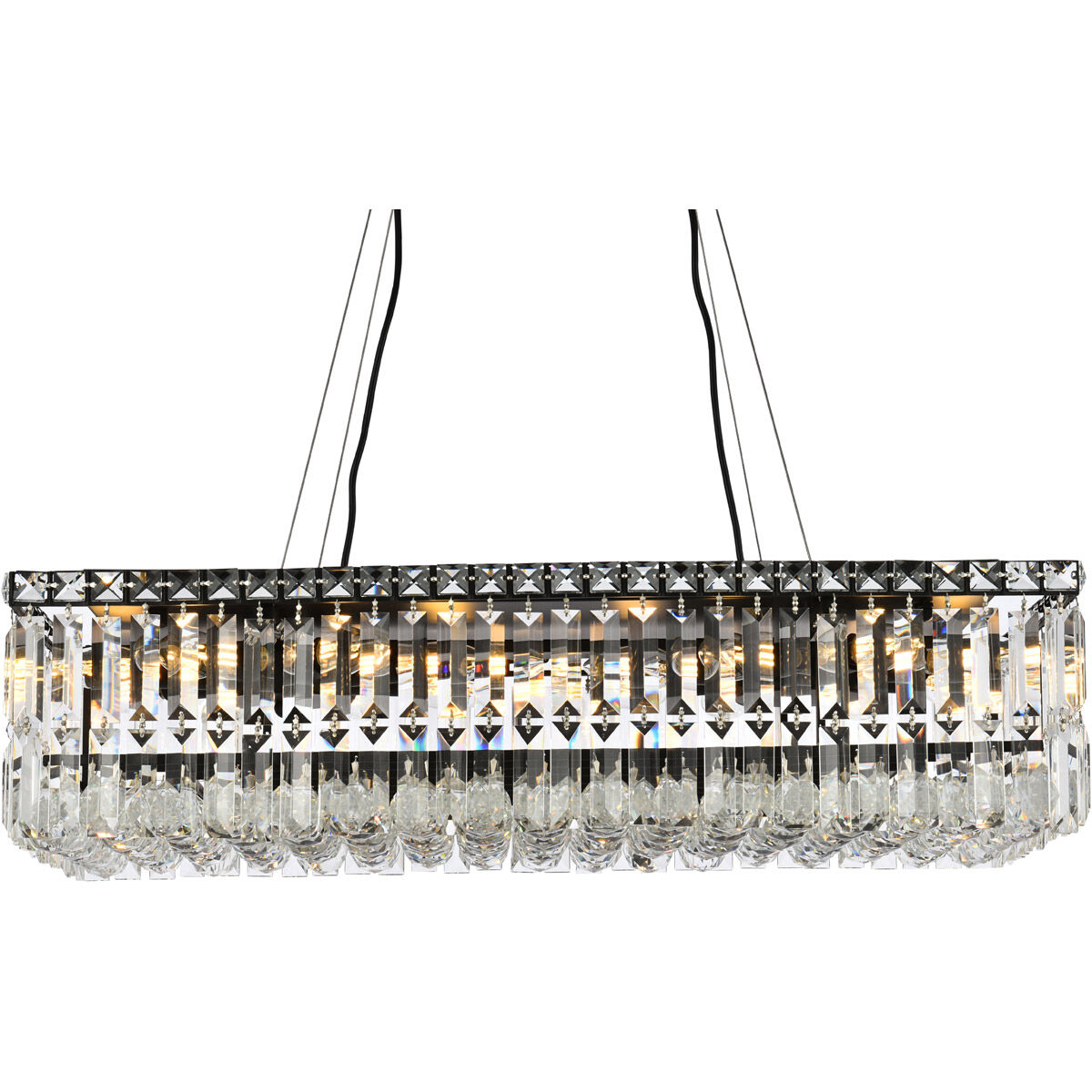 Maxime 16 Light 28 inch Black and Clear Linear Chandelier Ceiling Light in Royal Cut