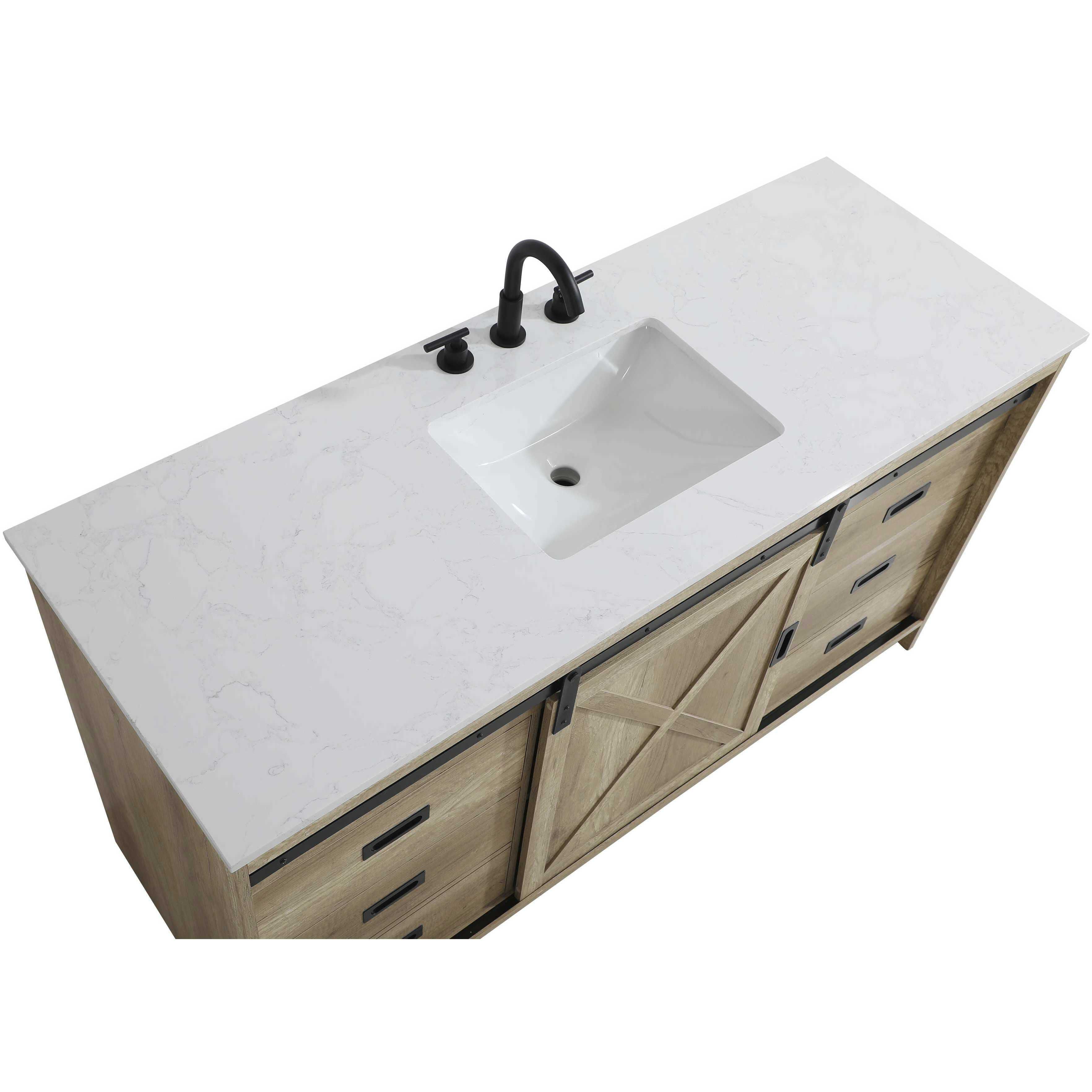 Austin 60 X 34 inch Natural Oak Bathroom Vanity Cabinet