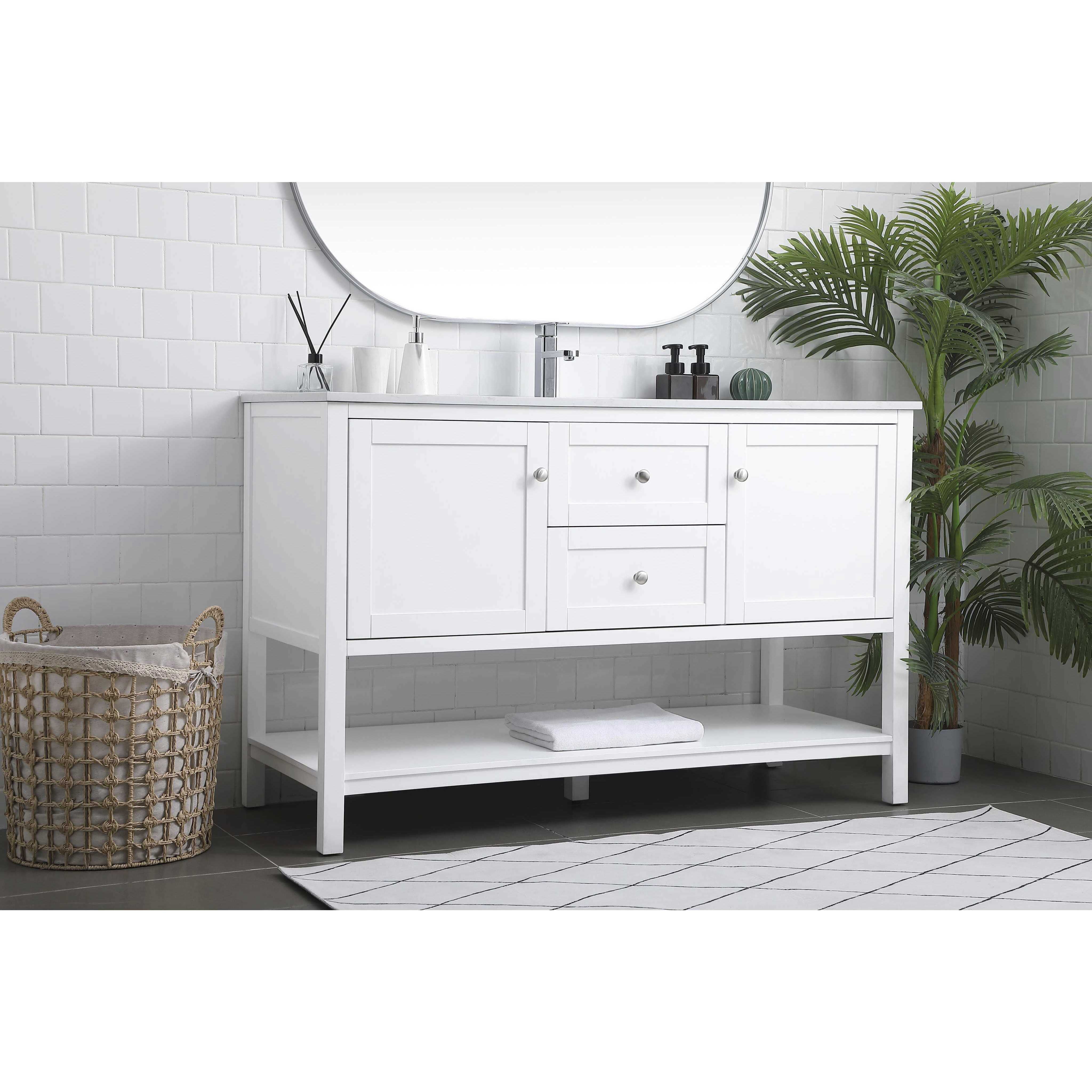 Heath 54 X 21.5 X 35 inch White Vanity Sink Set