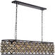 Madison 7 Light 50 inch Matte Black Island Pendant Ceiling Light in Golden Teak, Urban Classic