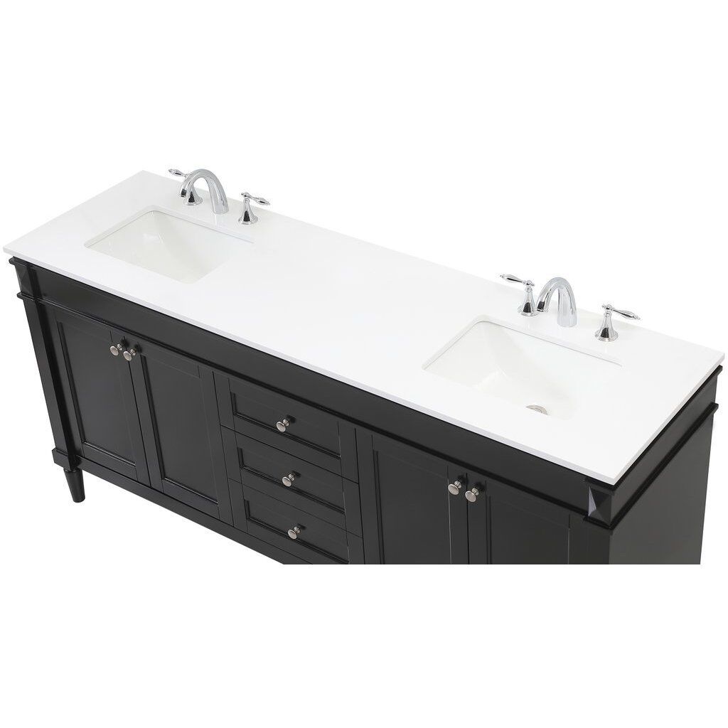 Bennett 72 X 21 X 35 inch Black Vanity Sink Set