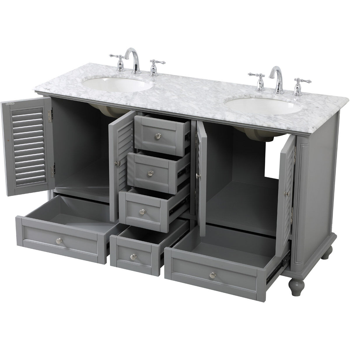 Rhodes 60 X 22 X 35 inch Grey Vanity Sink Set