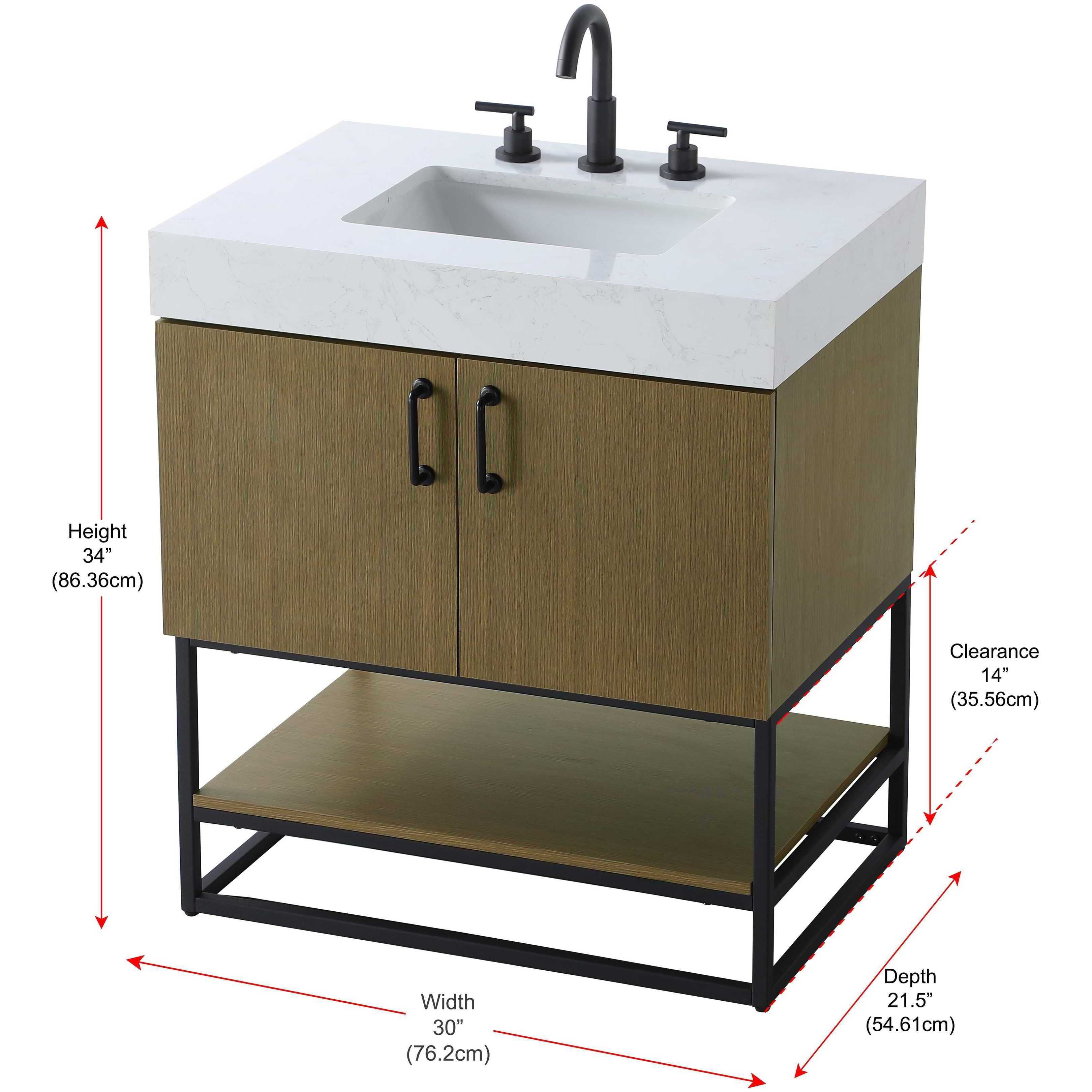 Caroline 30 X 34 inch Chestnut Brown Bathroom Vanity Cabinet