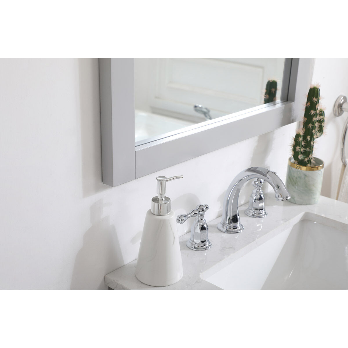 Aqua 32 X 24 inch Grey Wall Mirror in Gray