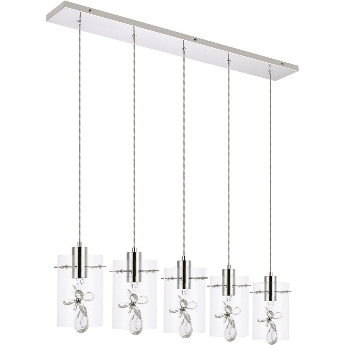 Hana 5 Light 36 inch Chrome Linear Pendant Ceiling Light