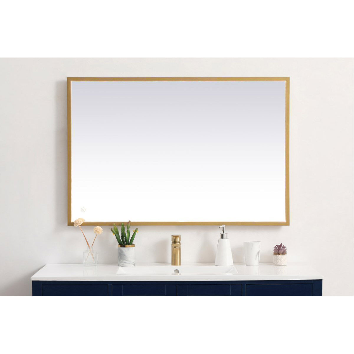 Pier 30 X 27 inch Brass LED Mirror