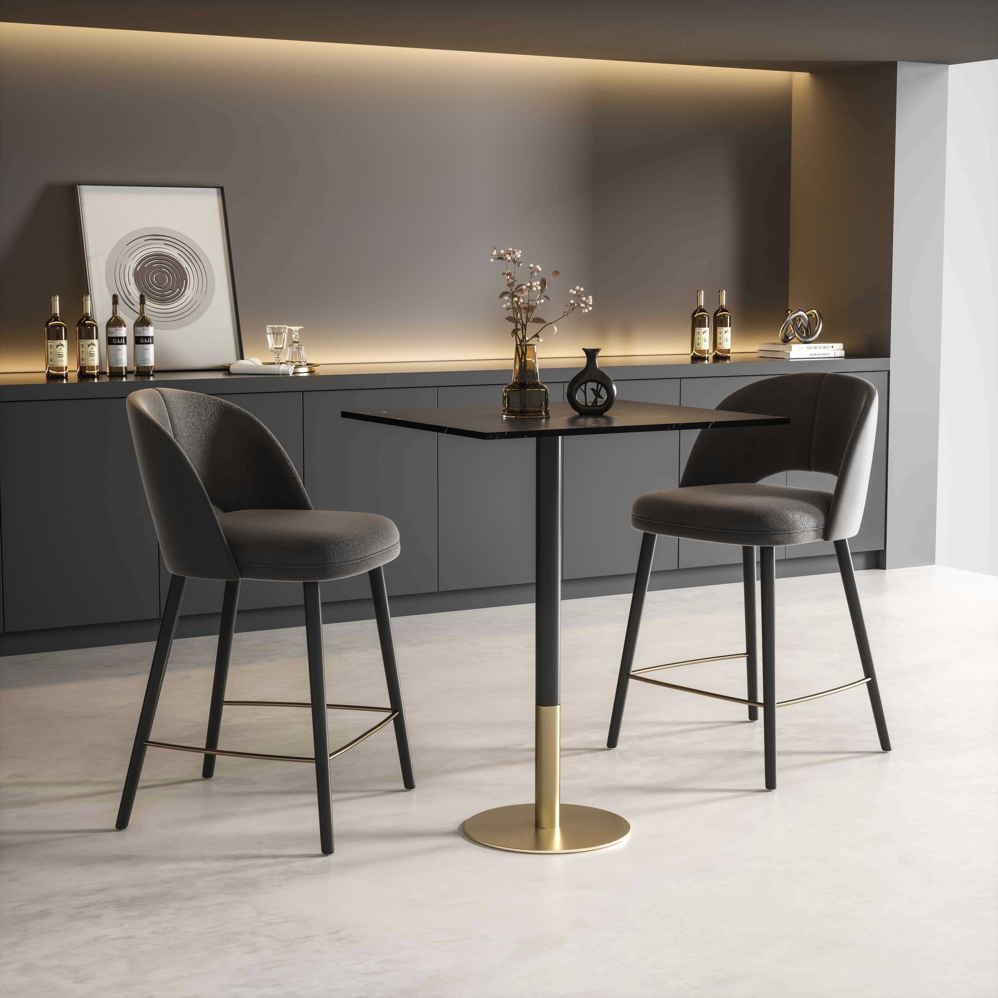 Ronan 39.5 X 31.5 inch Black and Gold Pub Table