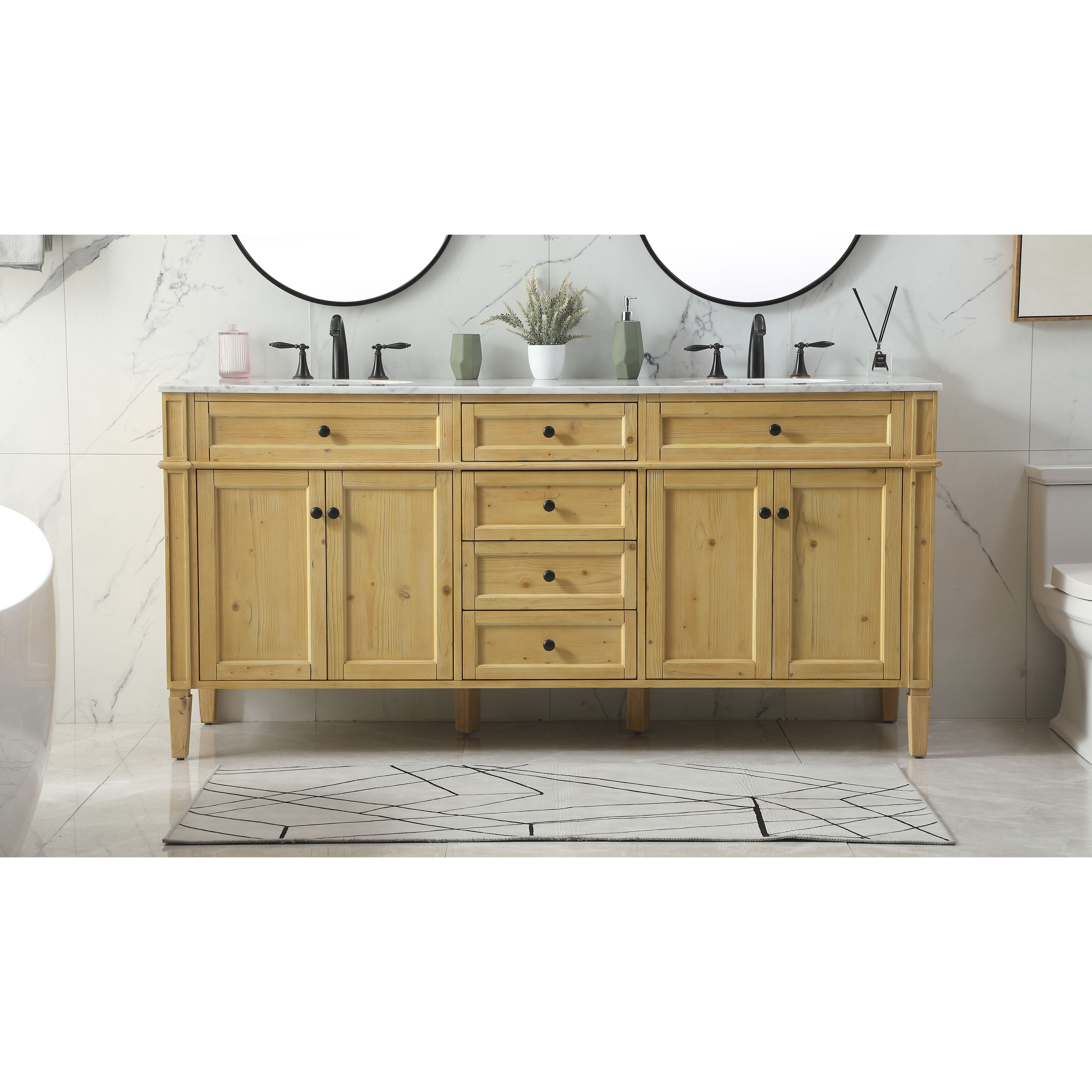 Park Avenue 72 X 21.5 X 35 inch Natural Wood Vanity Sink Set
