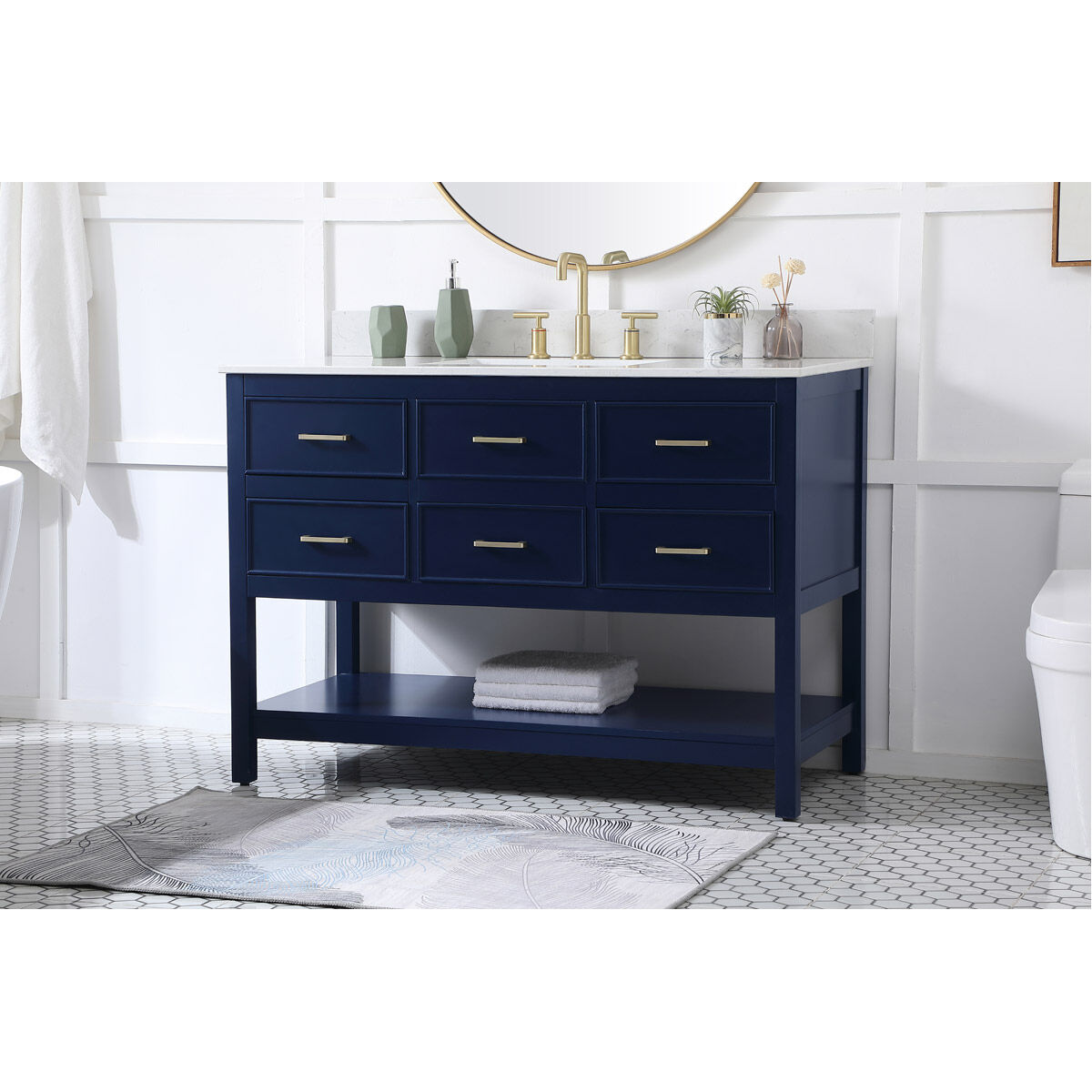 Sinclaire 48 X 22 X 34 inch Blue Vanity Sink Set