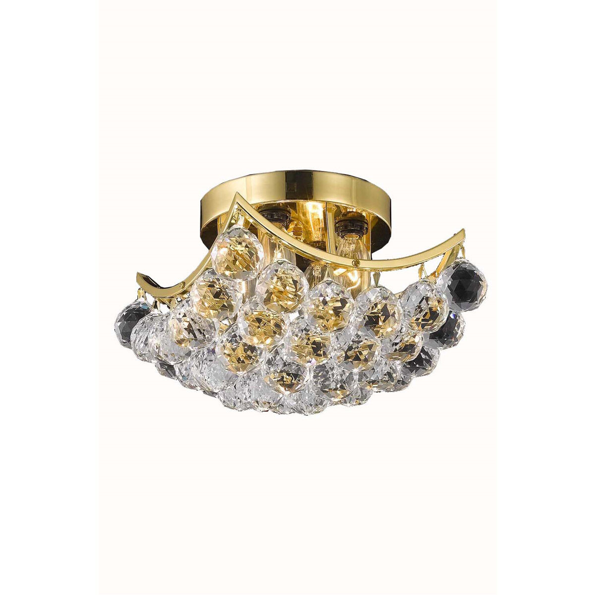 Corona 4 Light 10 inch Gold Flush Mount Ceiling Light in Royal Cut