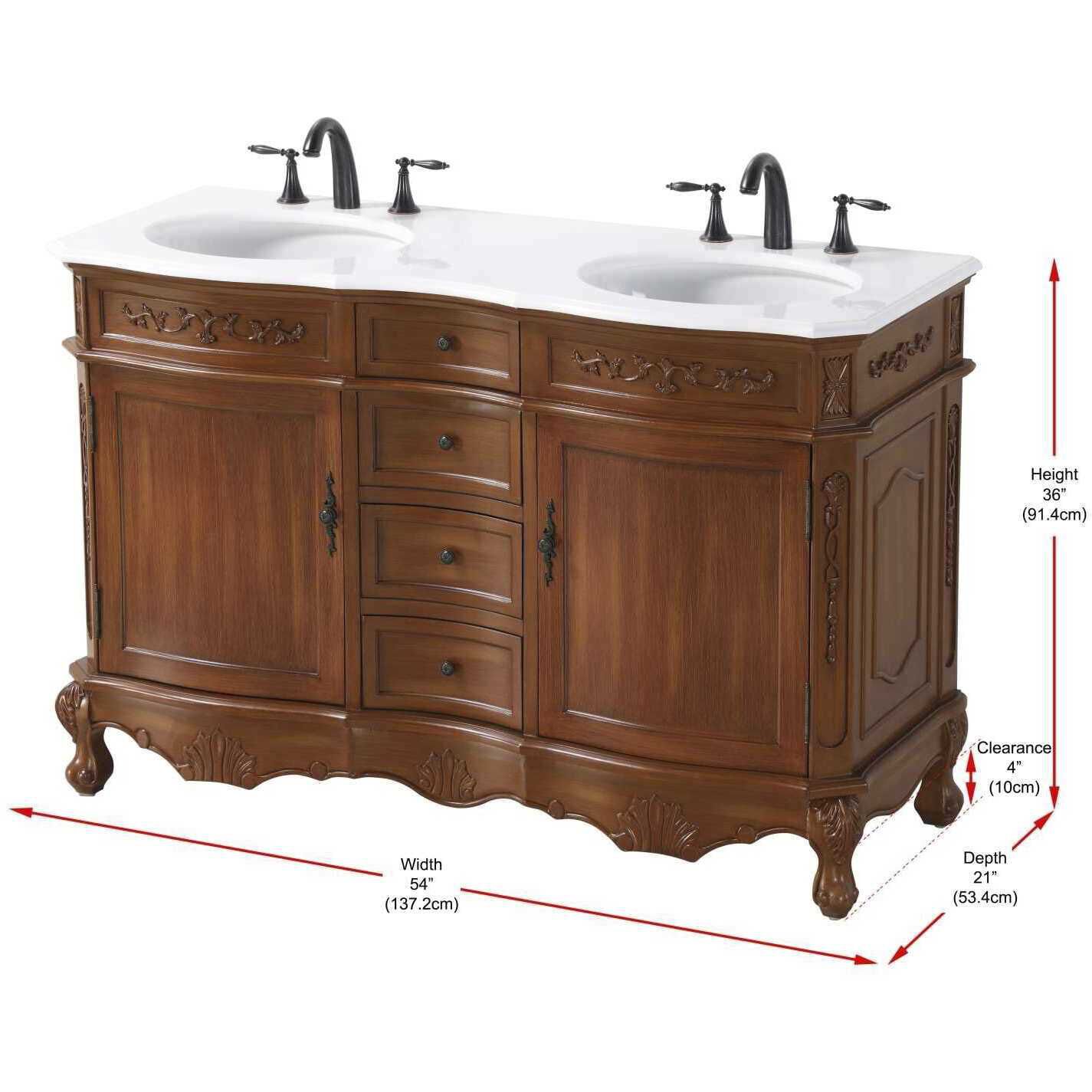 Danville 54 X 36 inch Teak Bathroom Vanity Cabinet