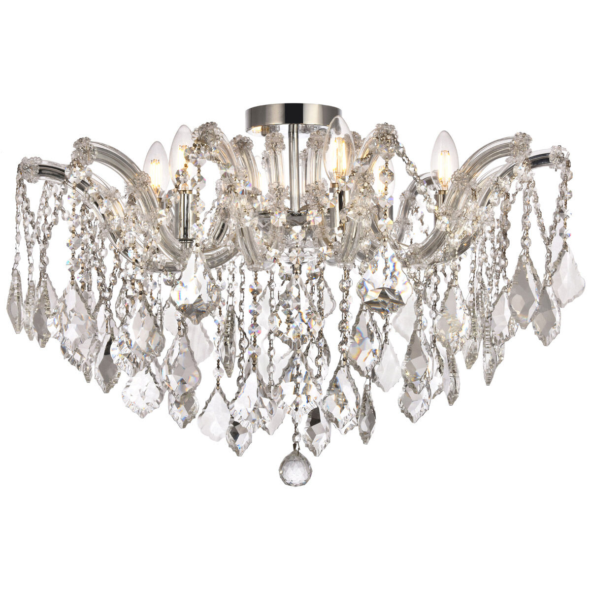 Maria Theresa 6 Light 24 inch Chrome Flush Mount Ceiling Light in Royal Cut