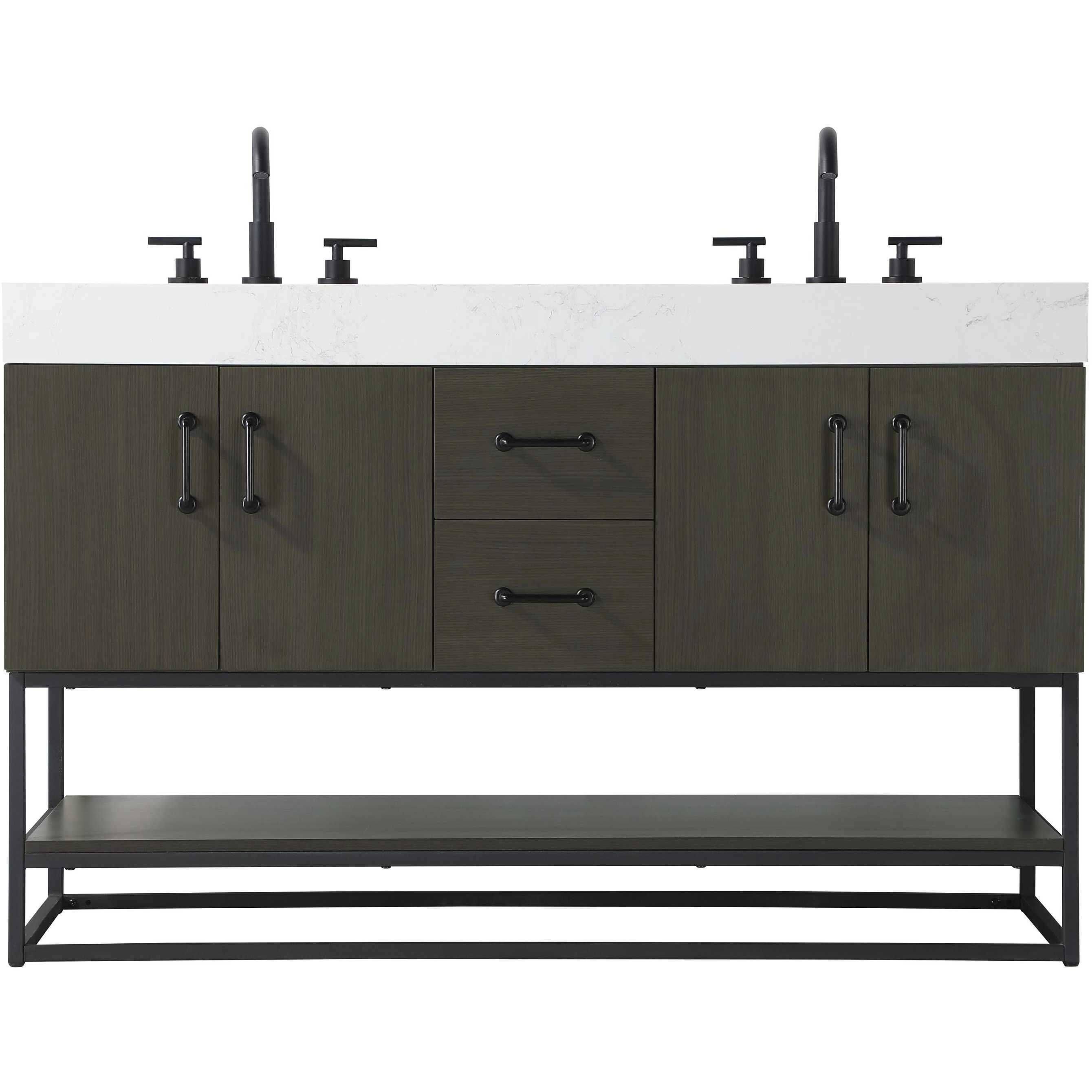 Caroline 54 X 34 inch Mocha Brown Bathroom Vanity Cabinet