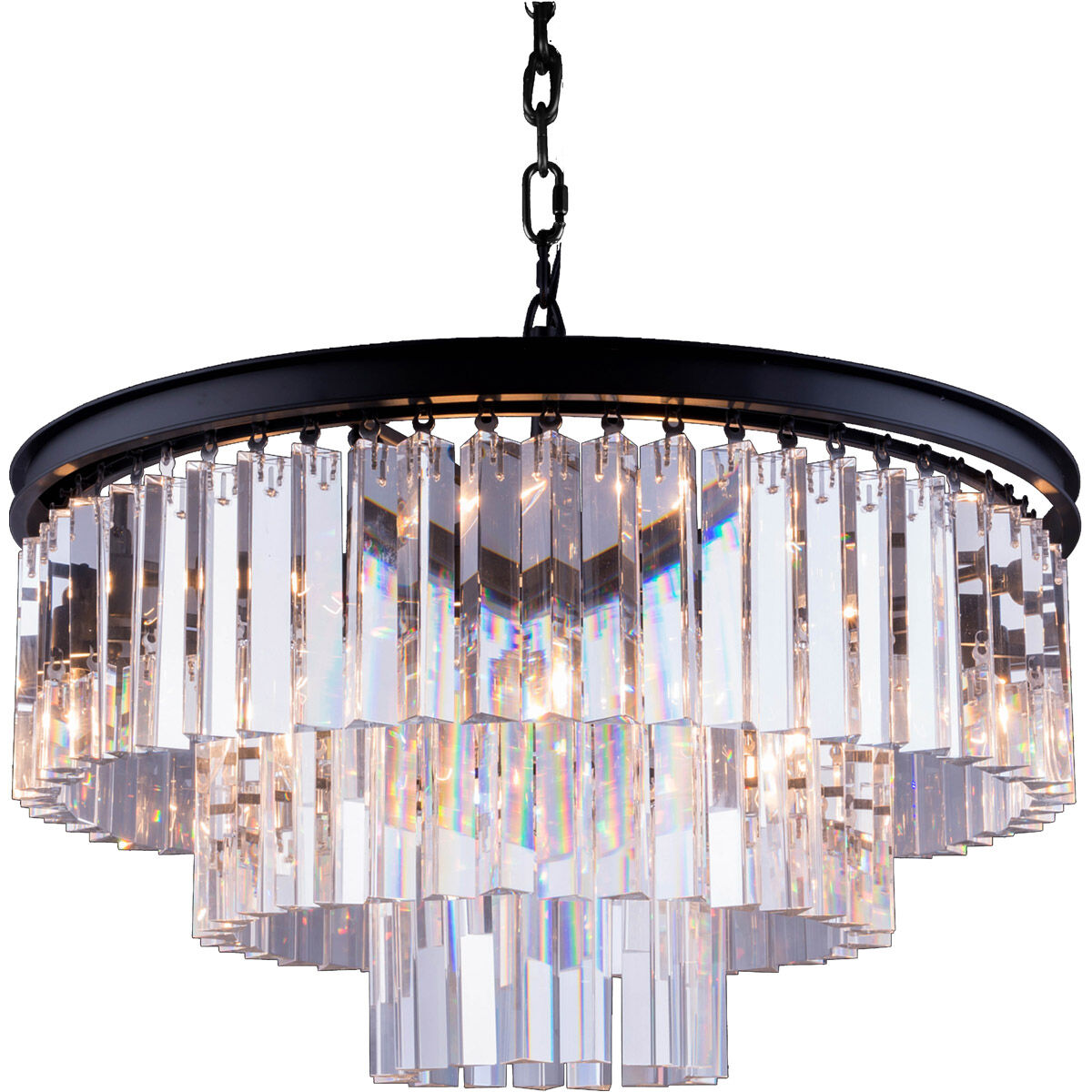 Sydney 9 Light 26 inch Matte Black Chandelier Ceiling Light in Clear, Urban Classic