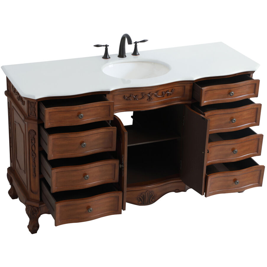 Danville 60 X 21 X 36 inch Teak Vanity Sink Set