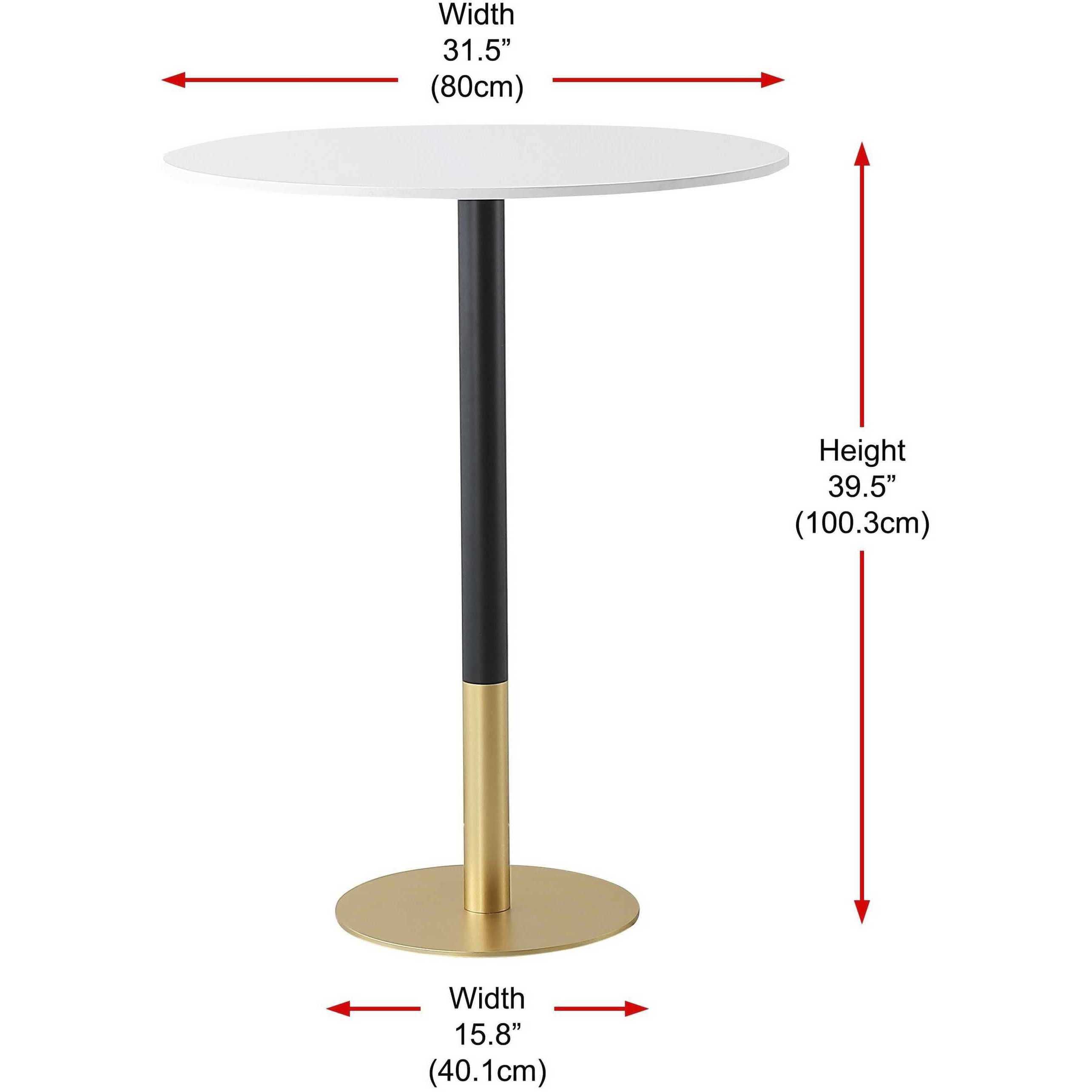 Ronan 39.5 X 31.5 inch White and Gold Pub Table