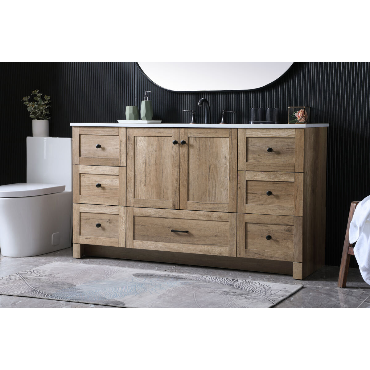 Soma 60 X 19 X 34 inch Natural Oak Vanity Sink Set