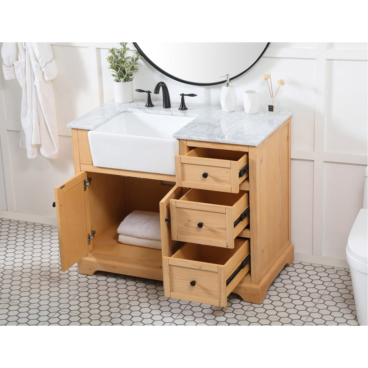 Franklin 42 X 22 X 34.75 inch Natural Wood Bathroom Vanity Cabinet