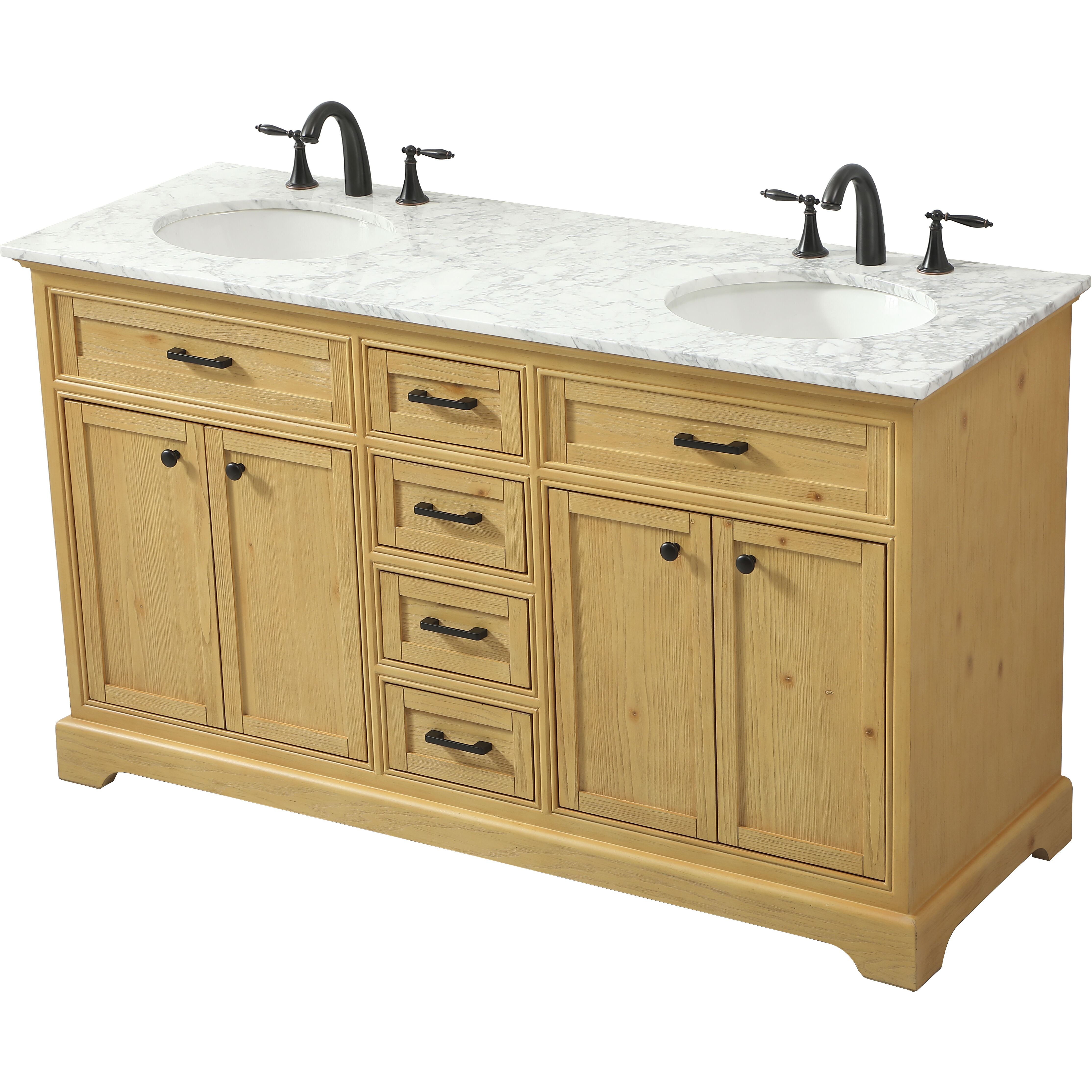 Americana 60 X 22 X 35 inch Natural Wood Vanity Sink Set
