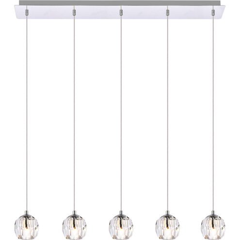 Eren 5 Light 32 inch Chrome Linear Pendant Ceiling Light